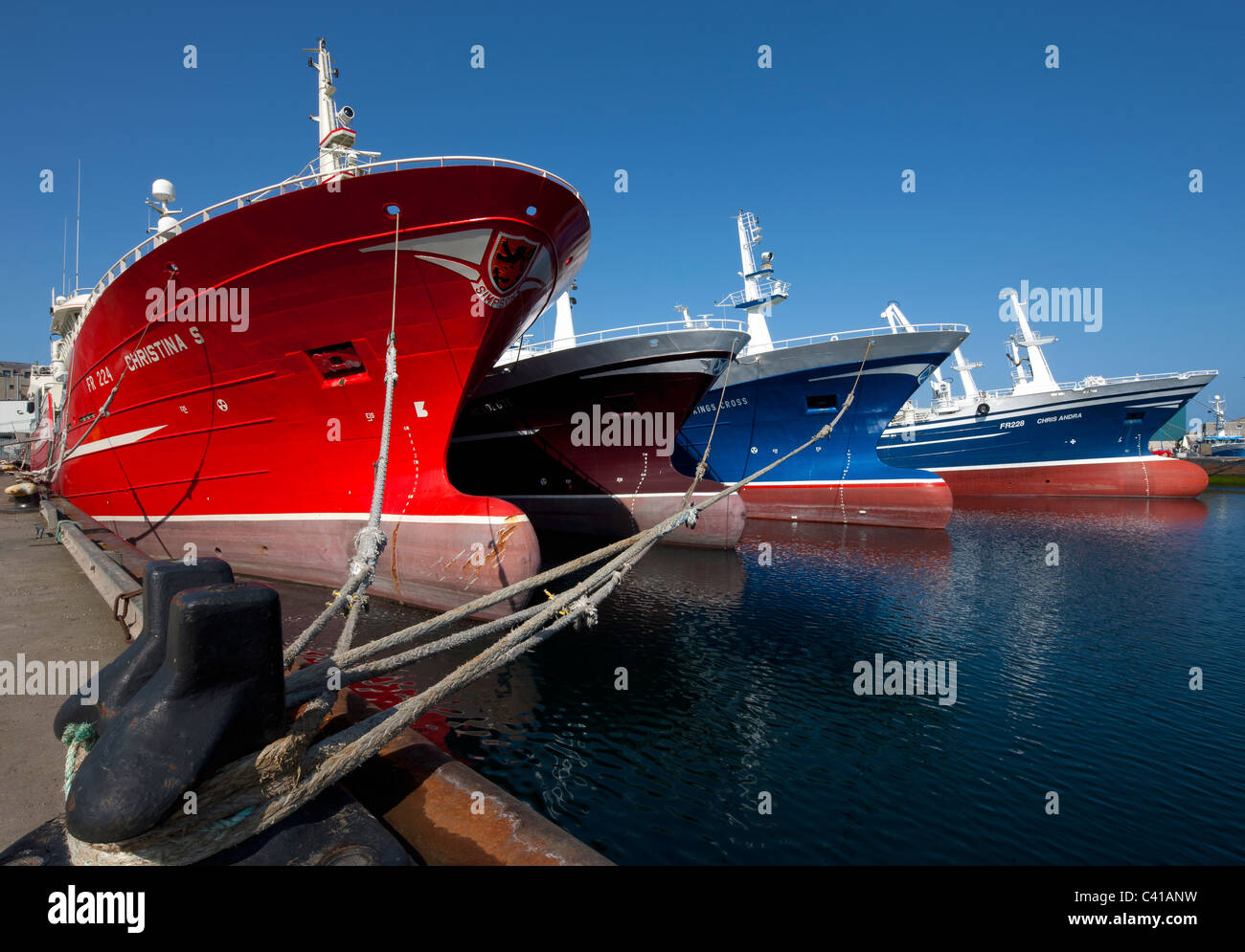 Fishing boats in Fraserburgh harbour, Aberdeenshire, Scotland Stock Photo