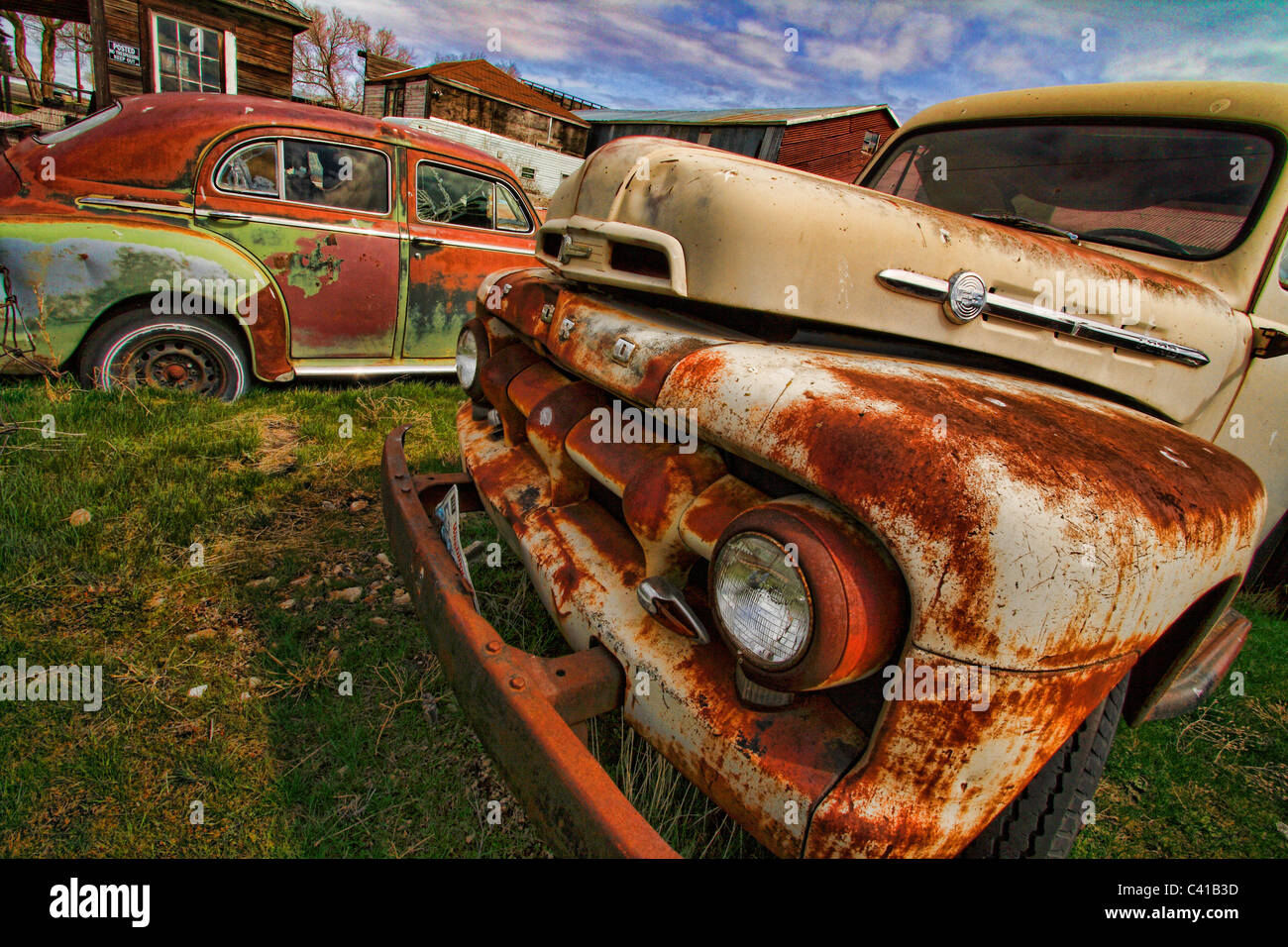 Abandoned car photographed in HDR Stock Photo