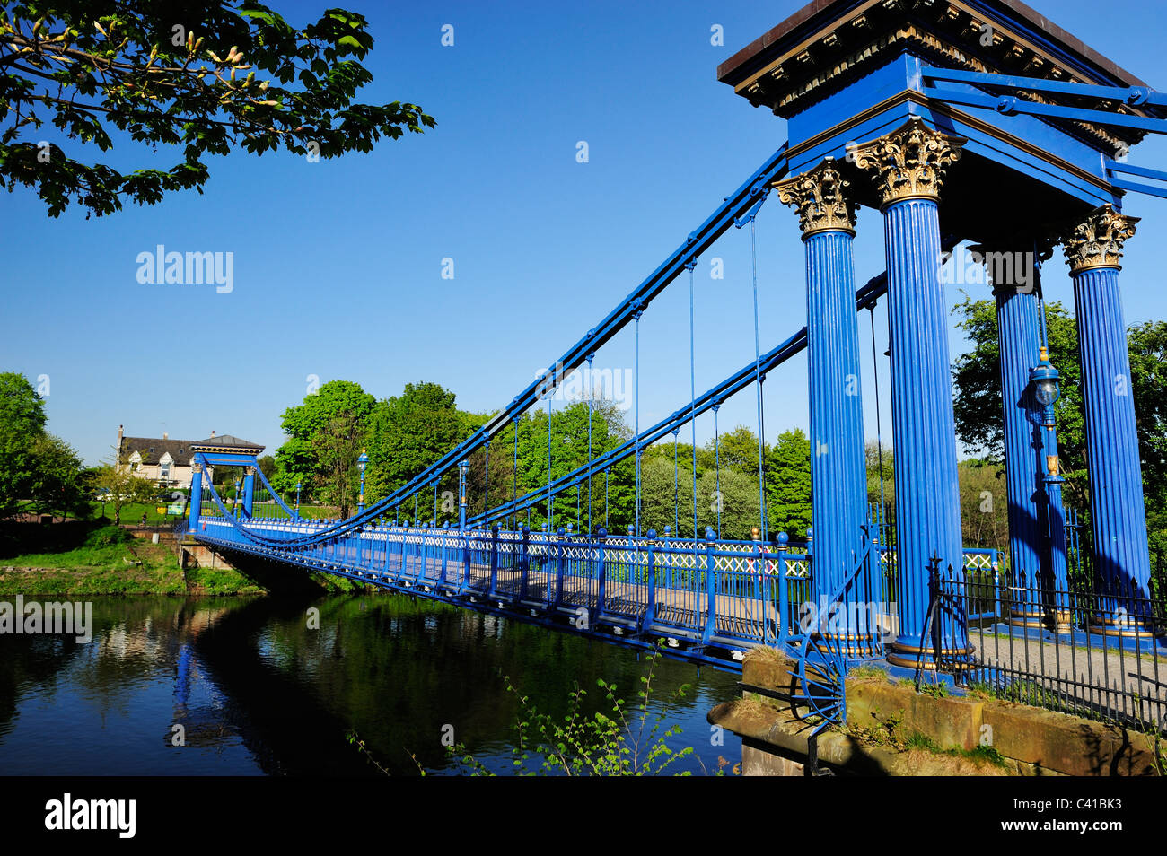 St Andrew's Suspension Bridge on River Clyde, Glasgow, Scotland Stock