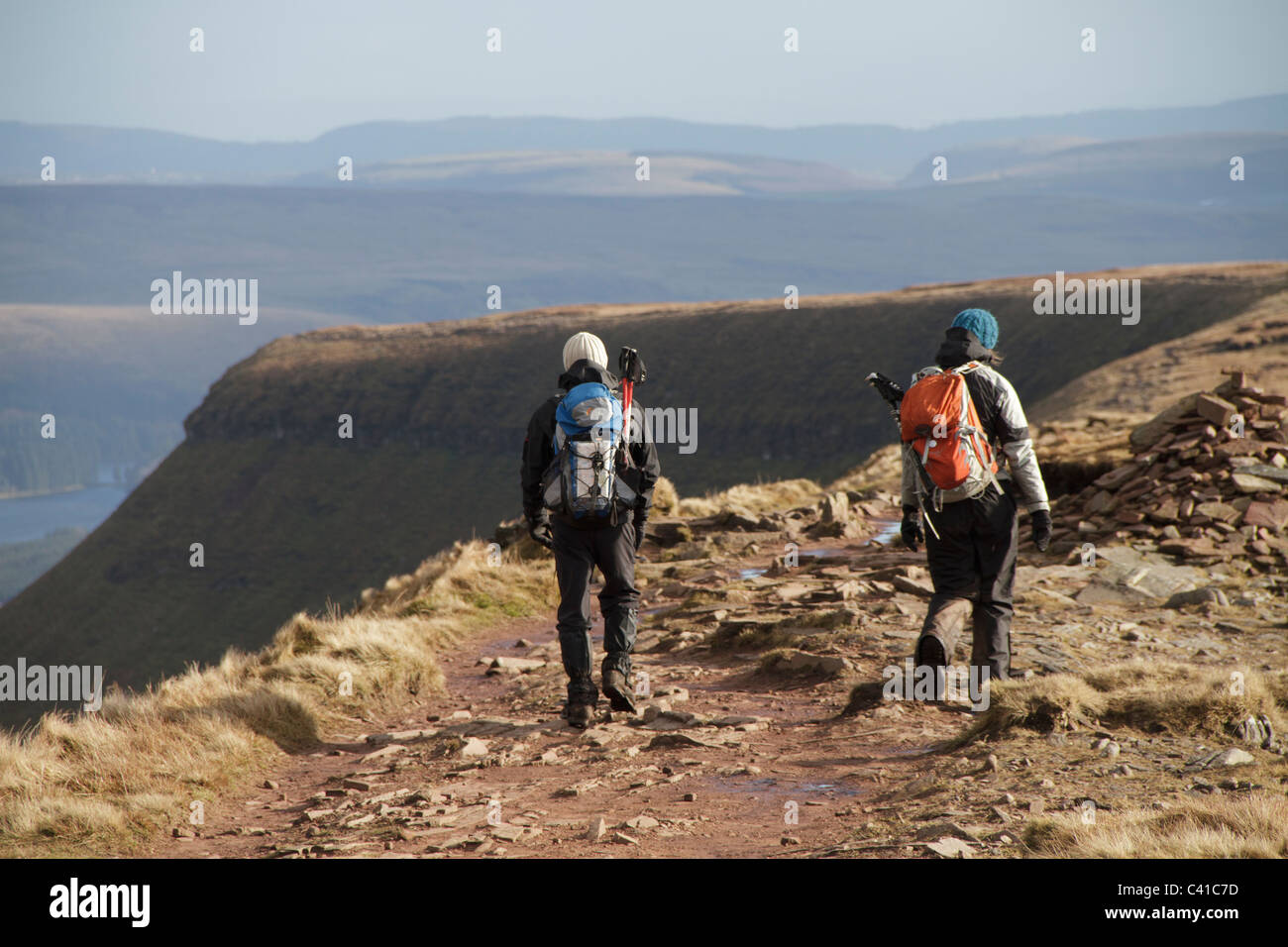 Walkers in the Brecon Beacons National Park Stock Photo