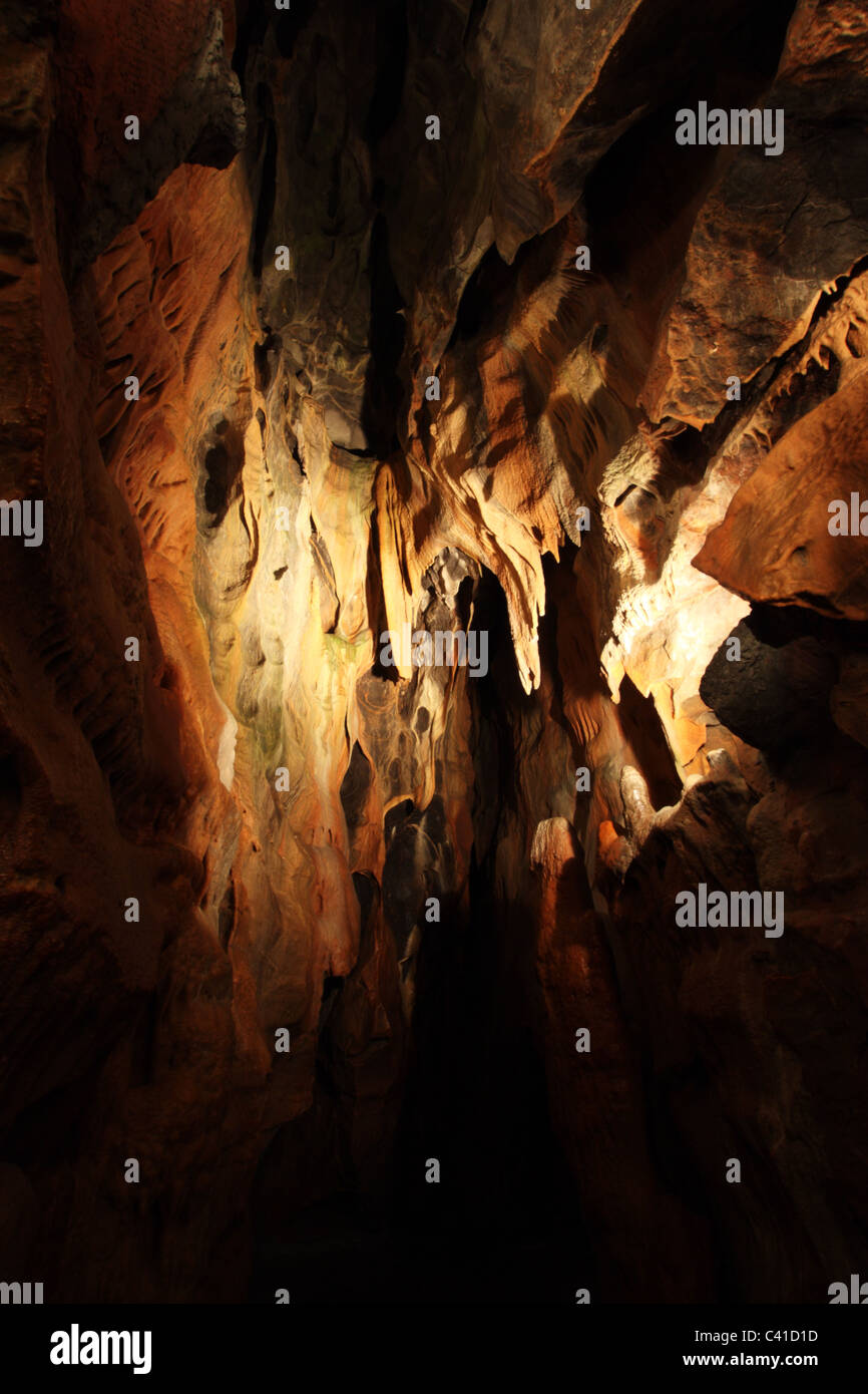 Underground rock formations in Cheddar Caves, Cheddar Village, Somerset, United Kingdom Stock Photo