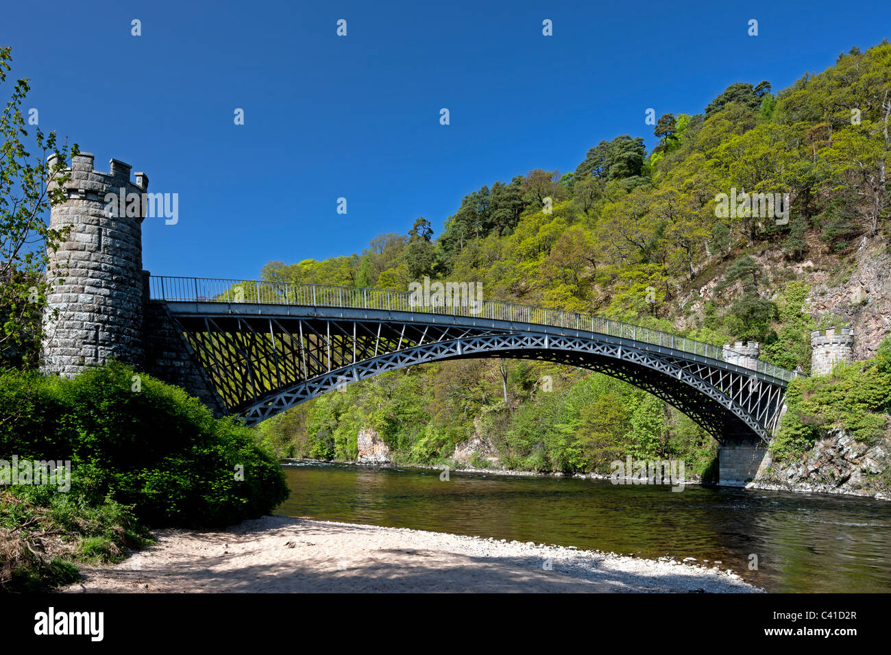 Thomas Telford Bridge spanning the River Spey at Craigellachie, Stock Photo
