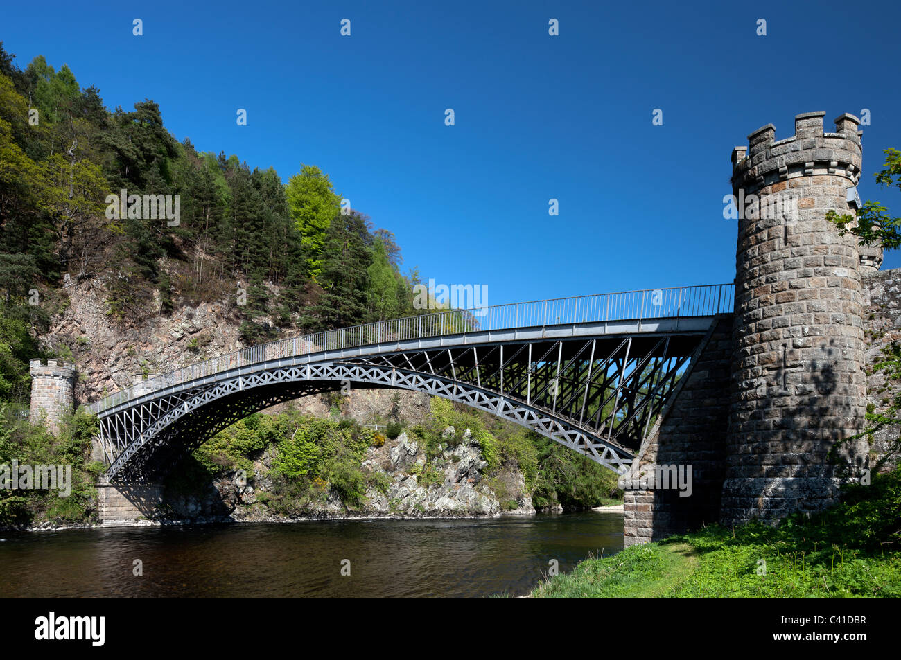 Thomas Telford Bridge spanning the River Spey at Craigellachie, Stock Photo