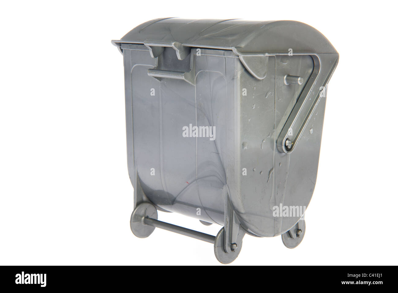 Closed gray industrial garbage container on white background Stock Photo