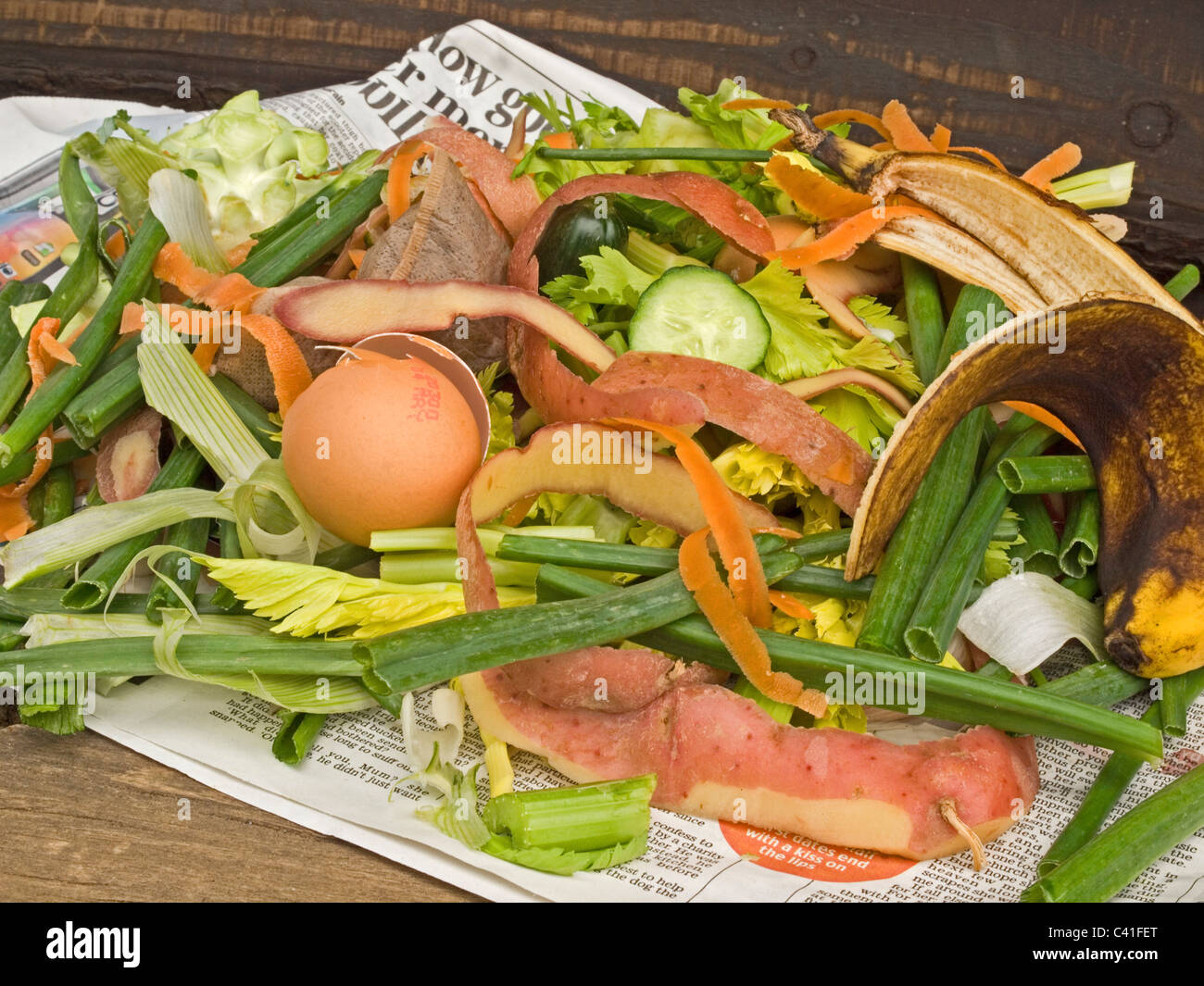kitchen waste vegetable scraps recycling composting Stock Photo