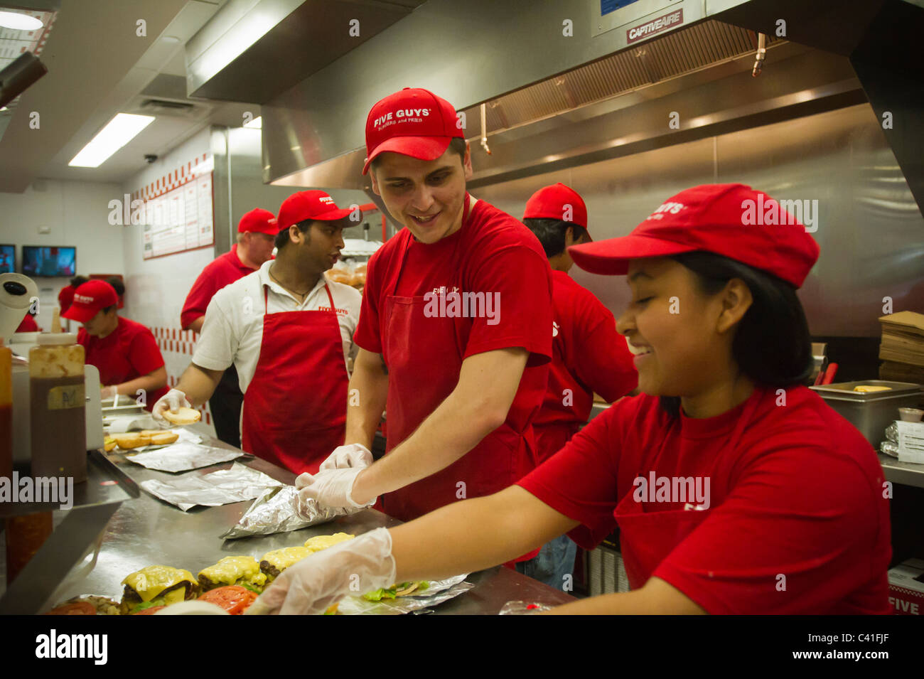 Five Guys Burgers and Fries location in the Metrotech Center in the New