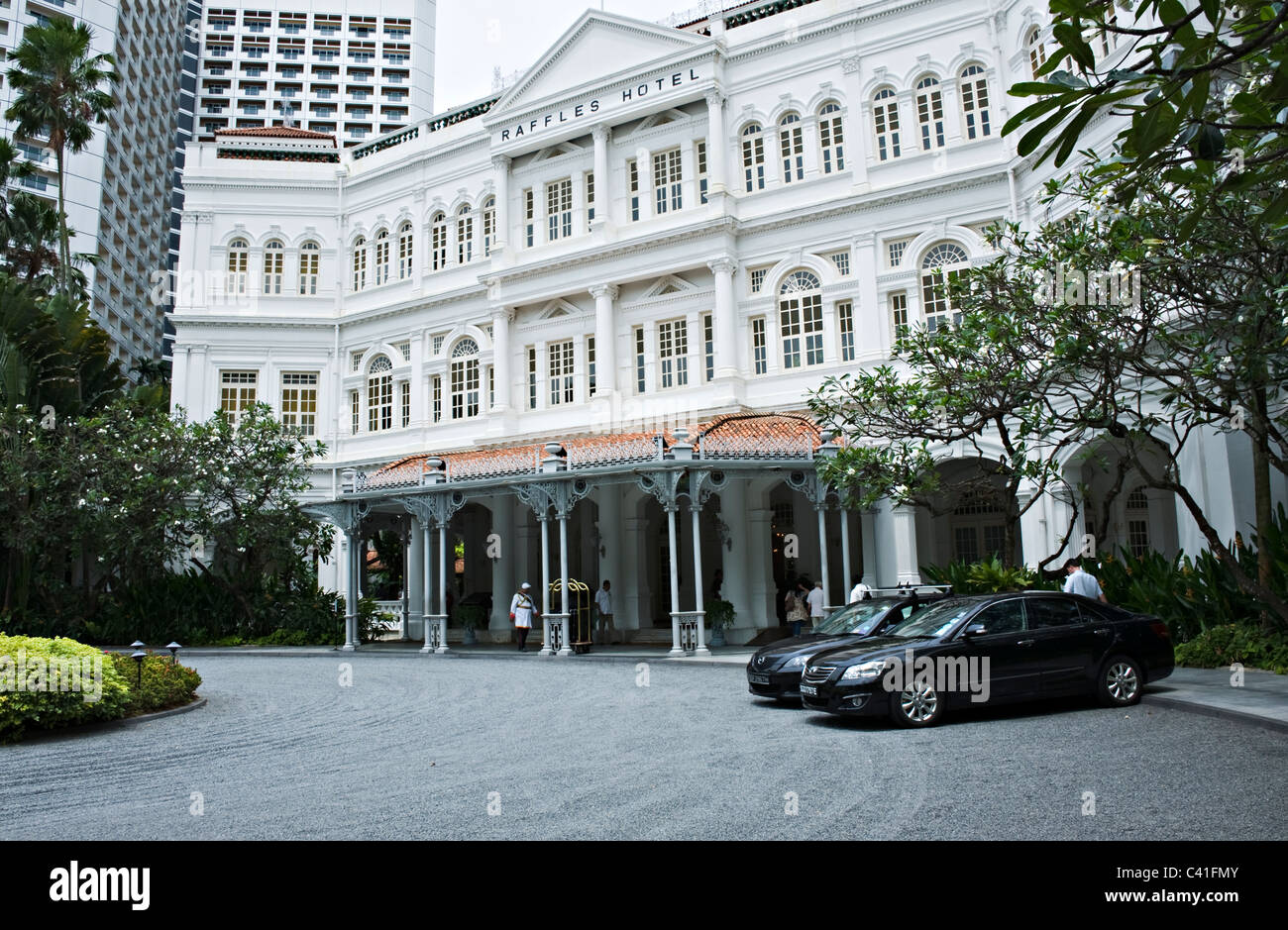 The Famous Colonial Style Raffles Hotel in Beach Road Singapore Republic of Singapore Asia Stock Photo