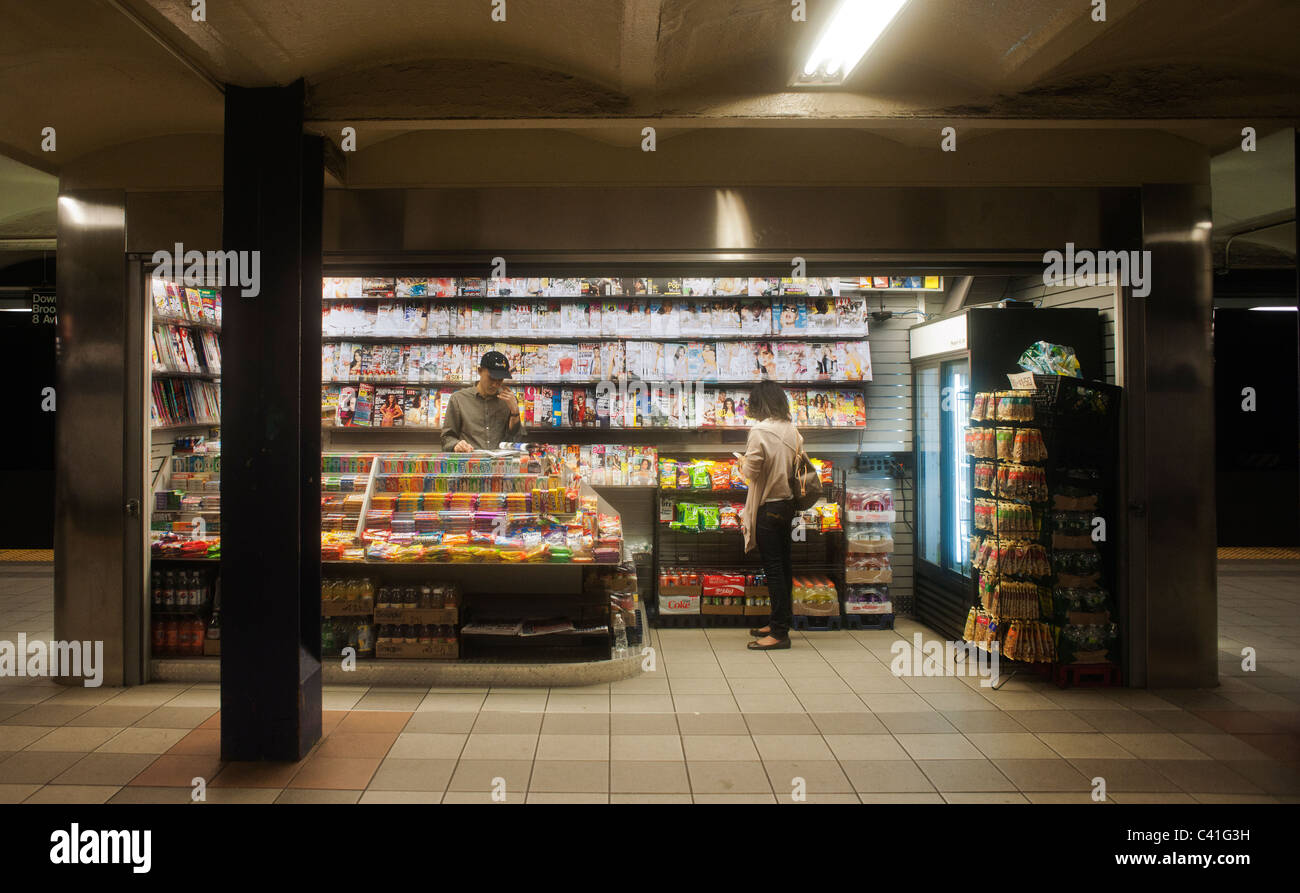 A newsstand in the Times Square subway station in New York is seen on Thursday, May 25, 2011. (© Richard B. Levine) Stock Photo
