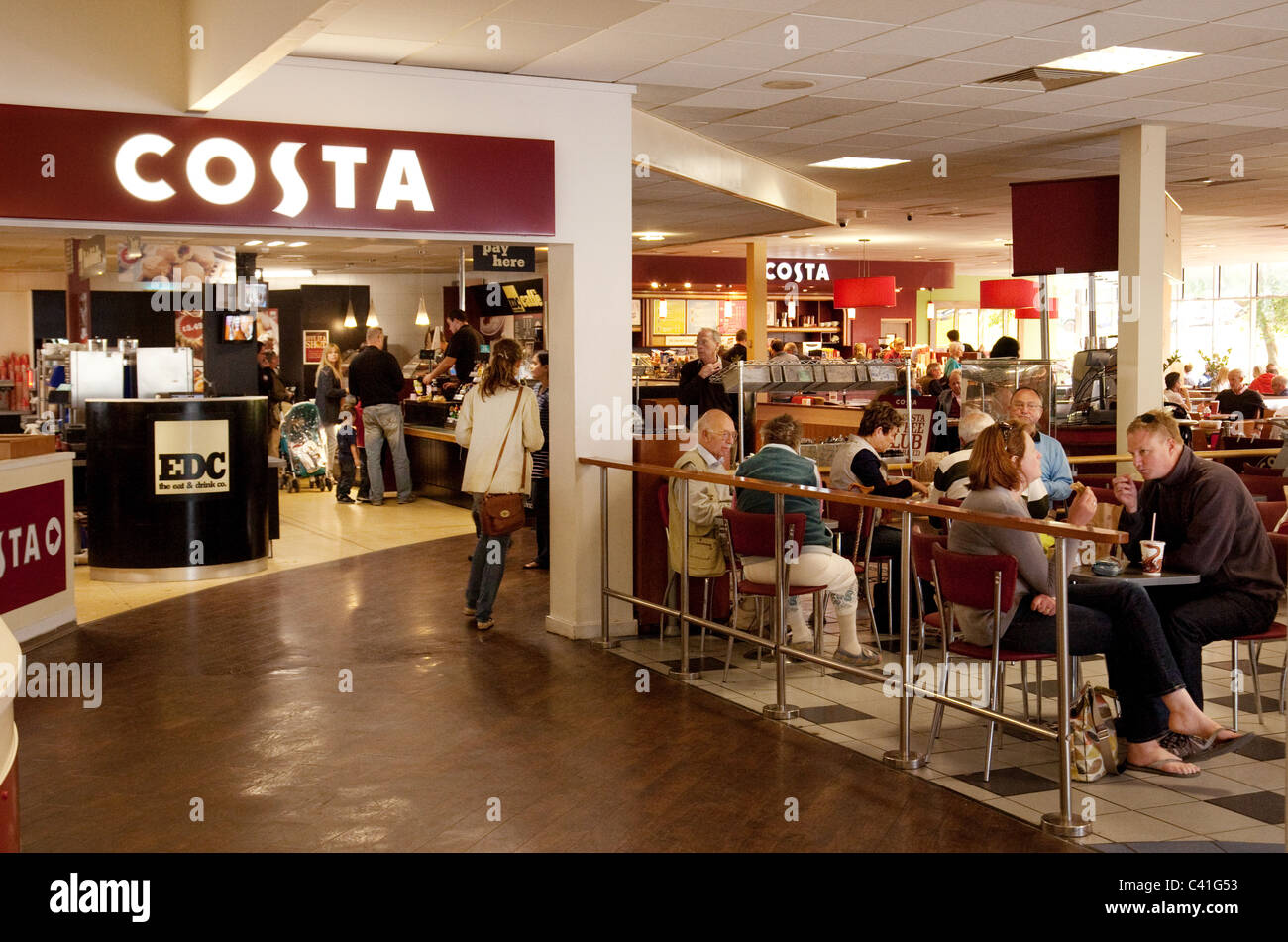 Costa Coffee cafe inside the Exeter Motorway service station on the M5