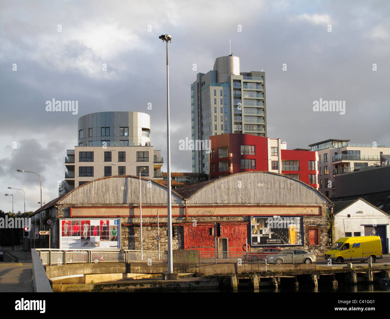Cork City Centre Ireland old and new Albert Quay Stock Photo Alamy