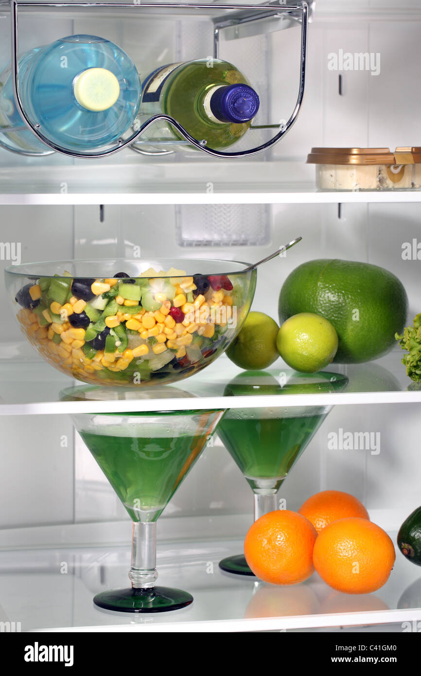 The inside of refrigerators. Stock Photo