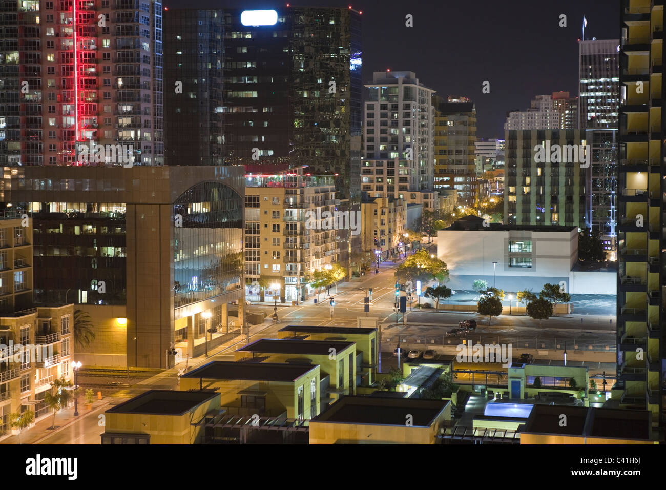 Modern towers in San Diego's newly remade downtown district. Stock Photo