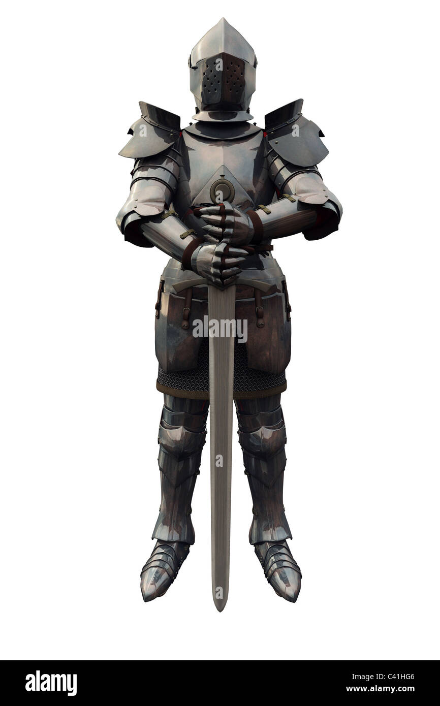 Fifteenth Century Medieval Knight with Sword Stock Photo