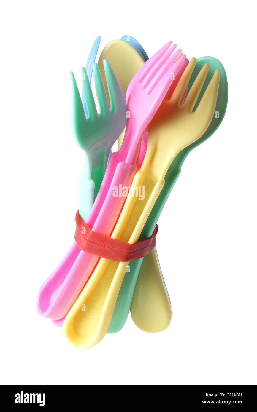 Bundle of Baby Forks and Spoons Stock Photo