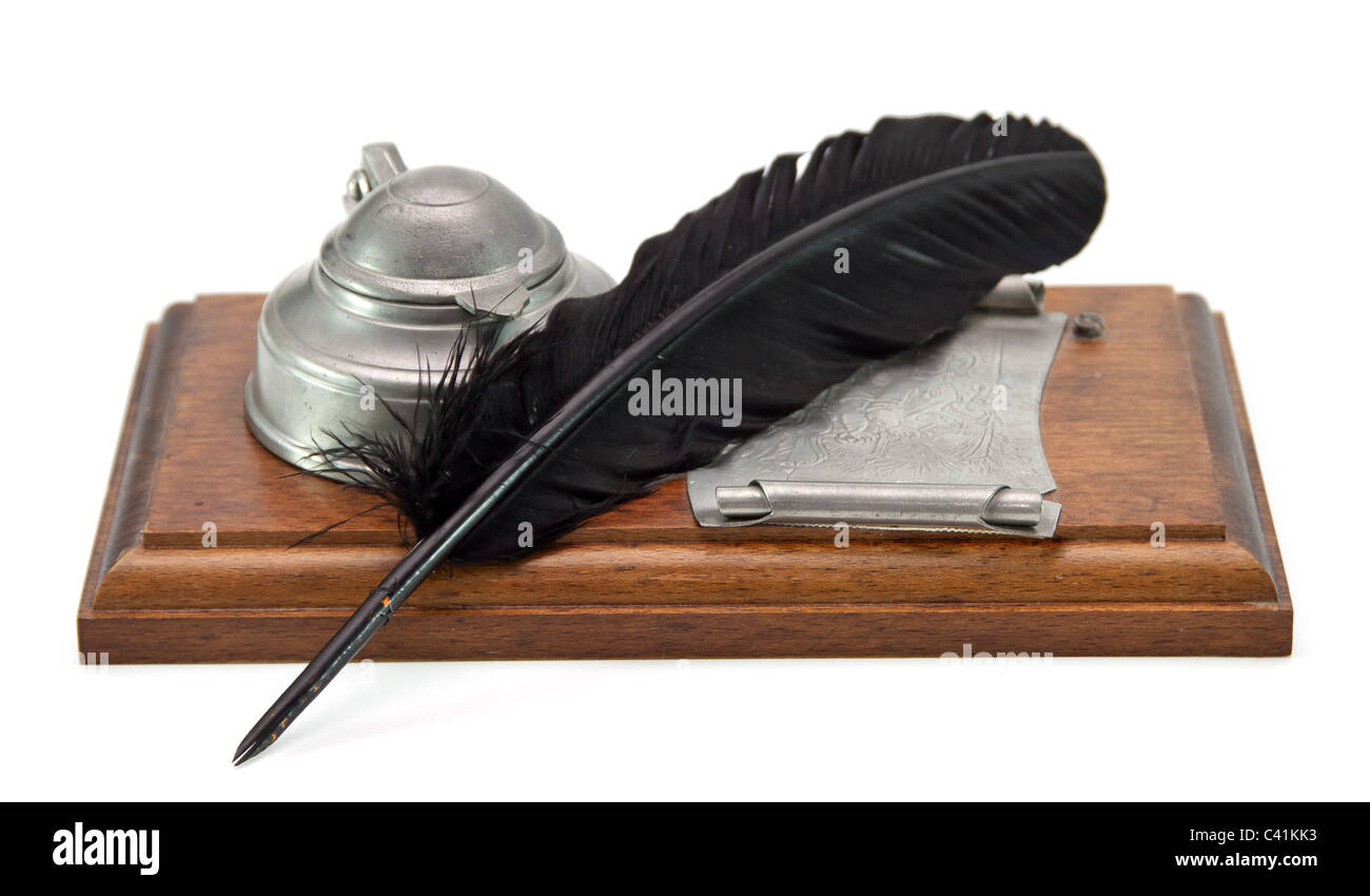 Antique desk set isolated on a white background. Stock Photo