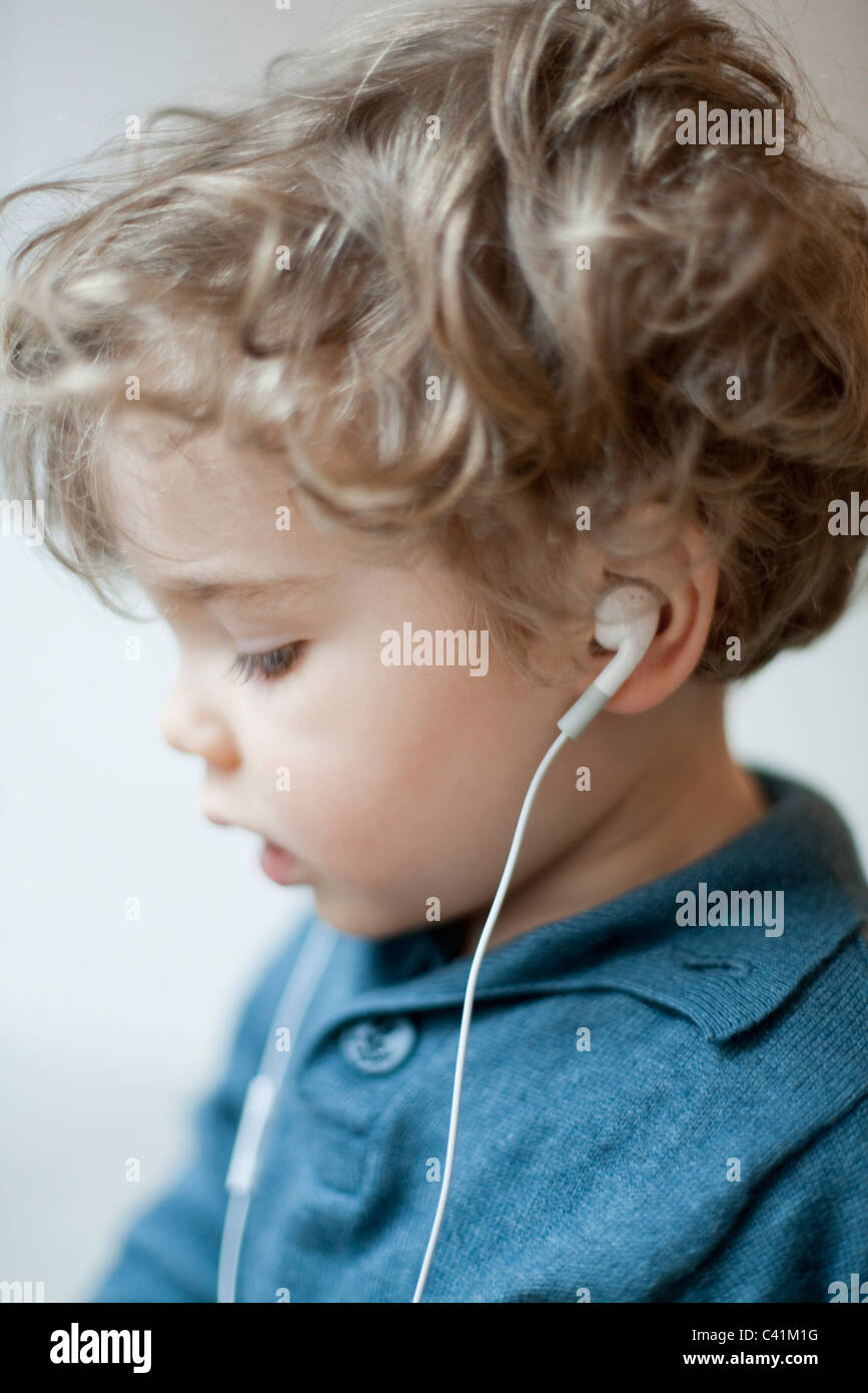 Toddler Boy Wearing Earphones Profile Stock Photo Alamy Toddler Boy Wearing Earphones Profile Stock Photo Alamy