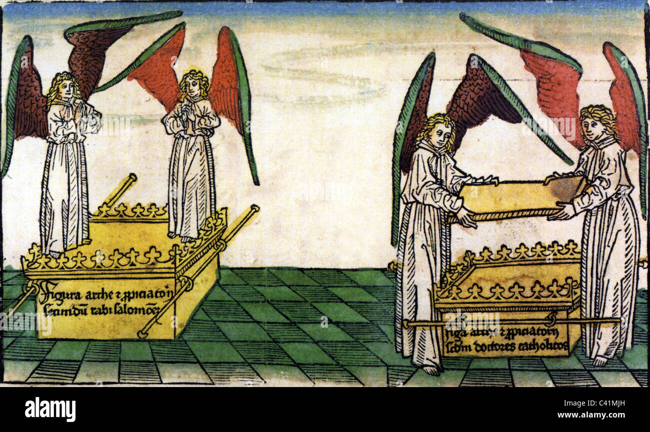 religion, Christianity, biblical scenes, Ark of  Covenant, illustration from world chronicle of Hartmann Schedel, Nuremberg, Germany, 1493, Artist's Copyright has not to be cleared Stock Photo