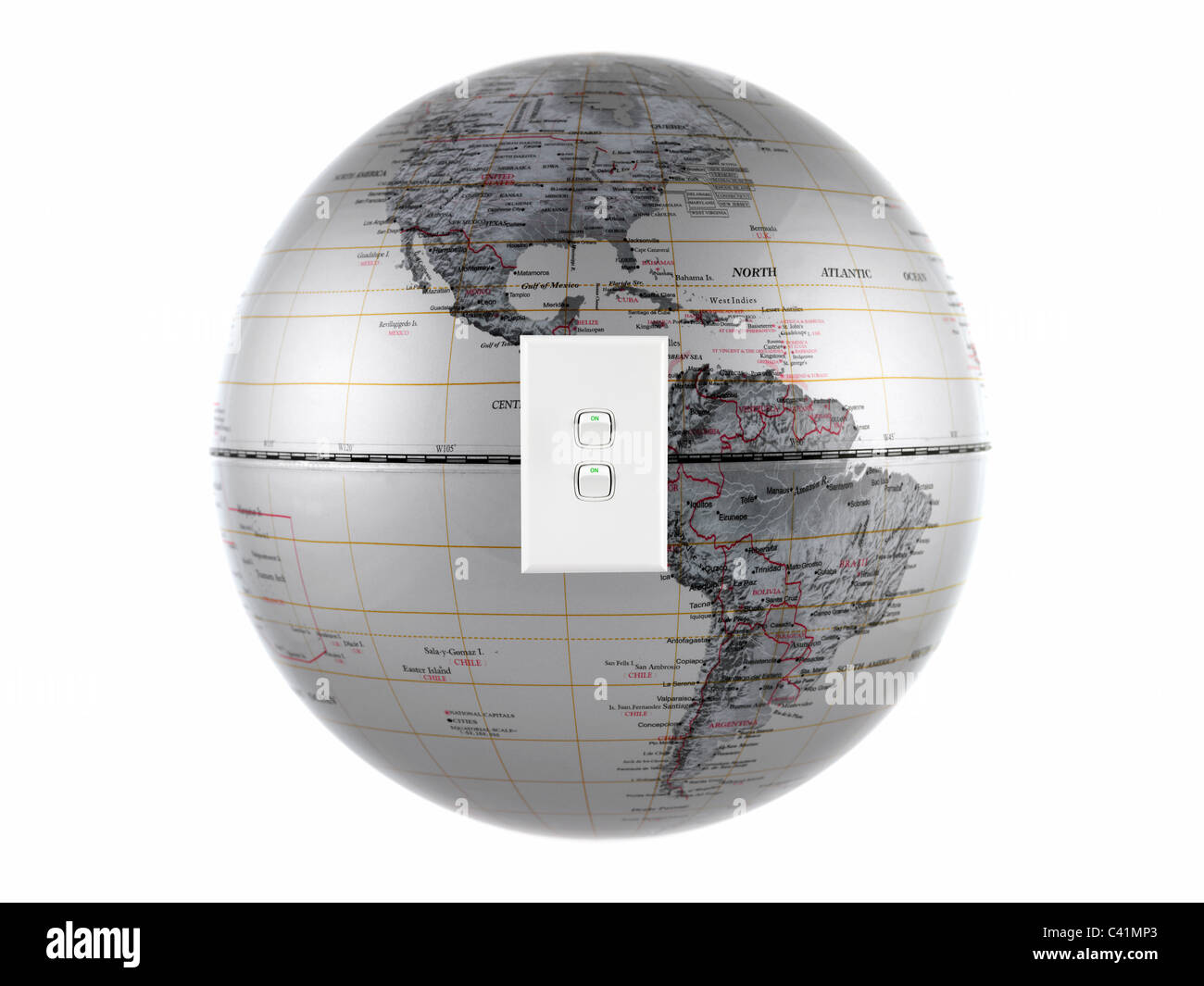 A world globe isolated aqainst a white background Stock Photo - Alamy