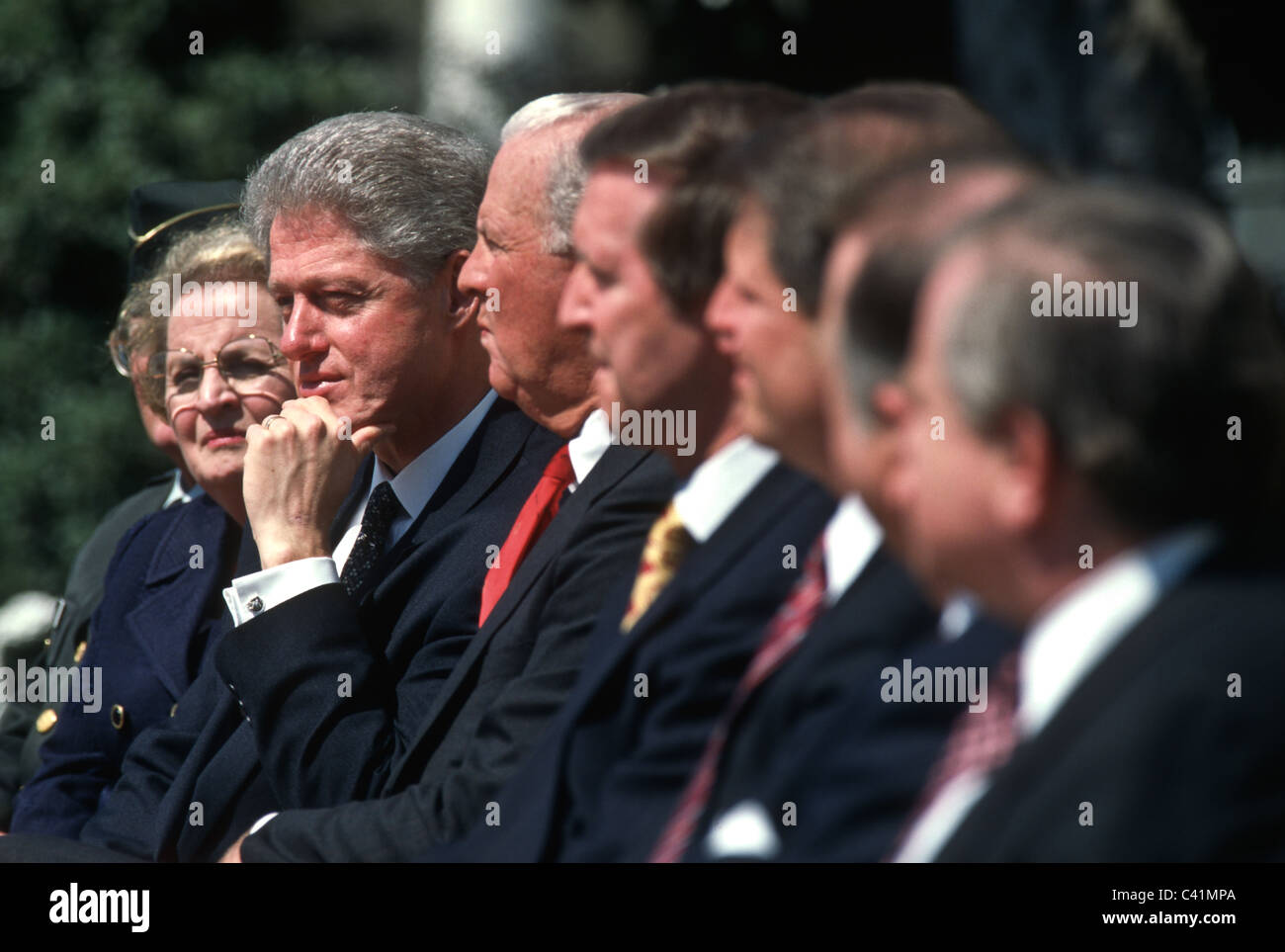 President Bill Clinton with dignitaries at the White House in Washington, DC. Stock Photo