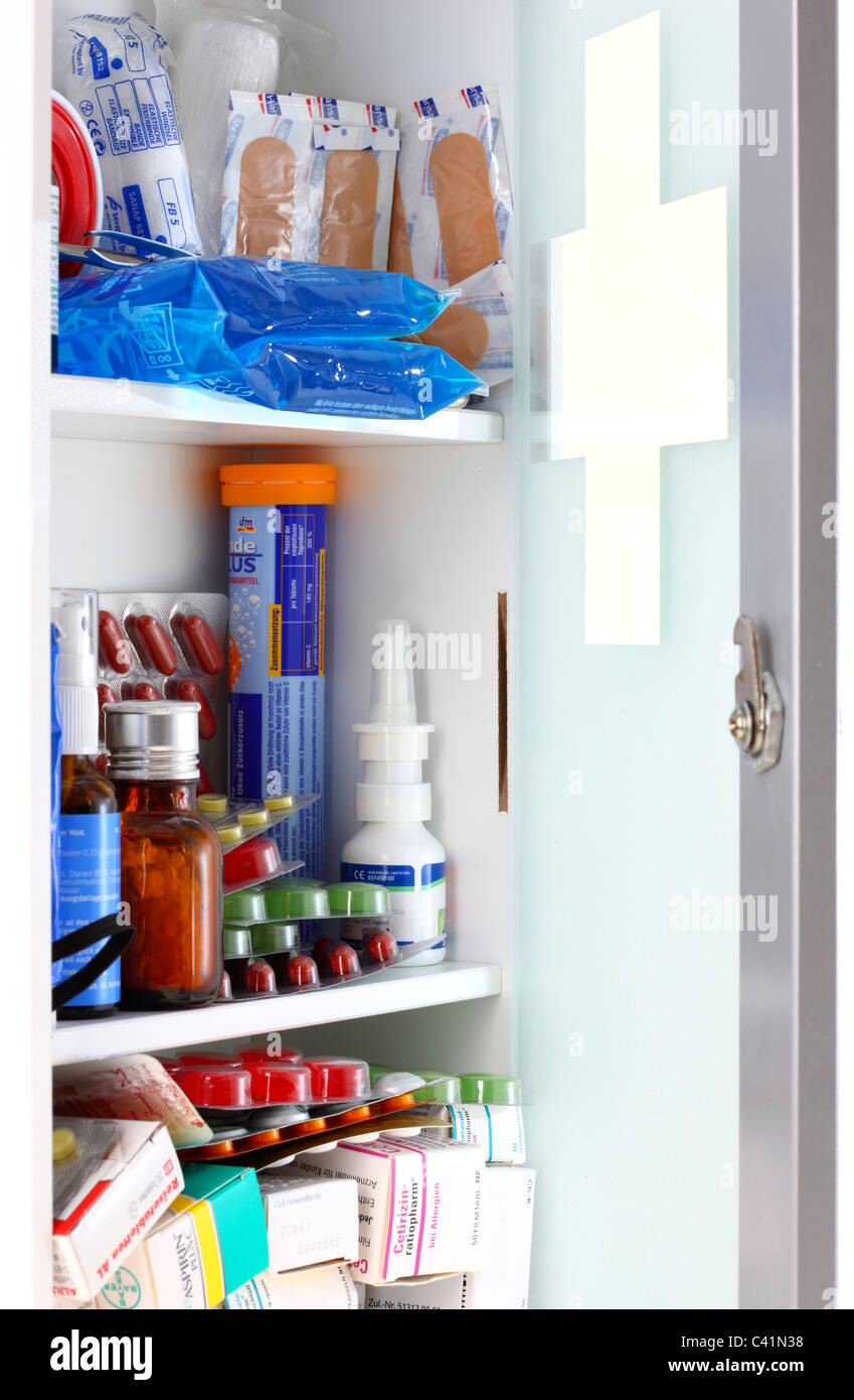 Different medicaments in a private home medicine chest. Medical care