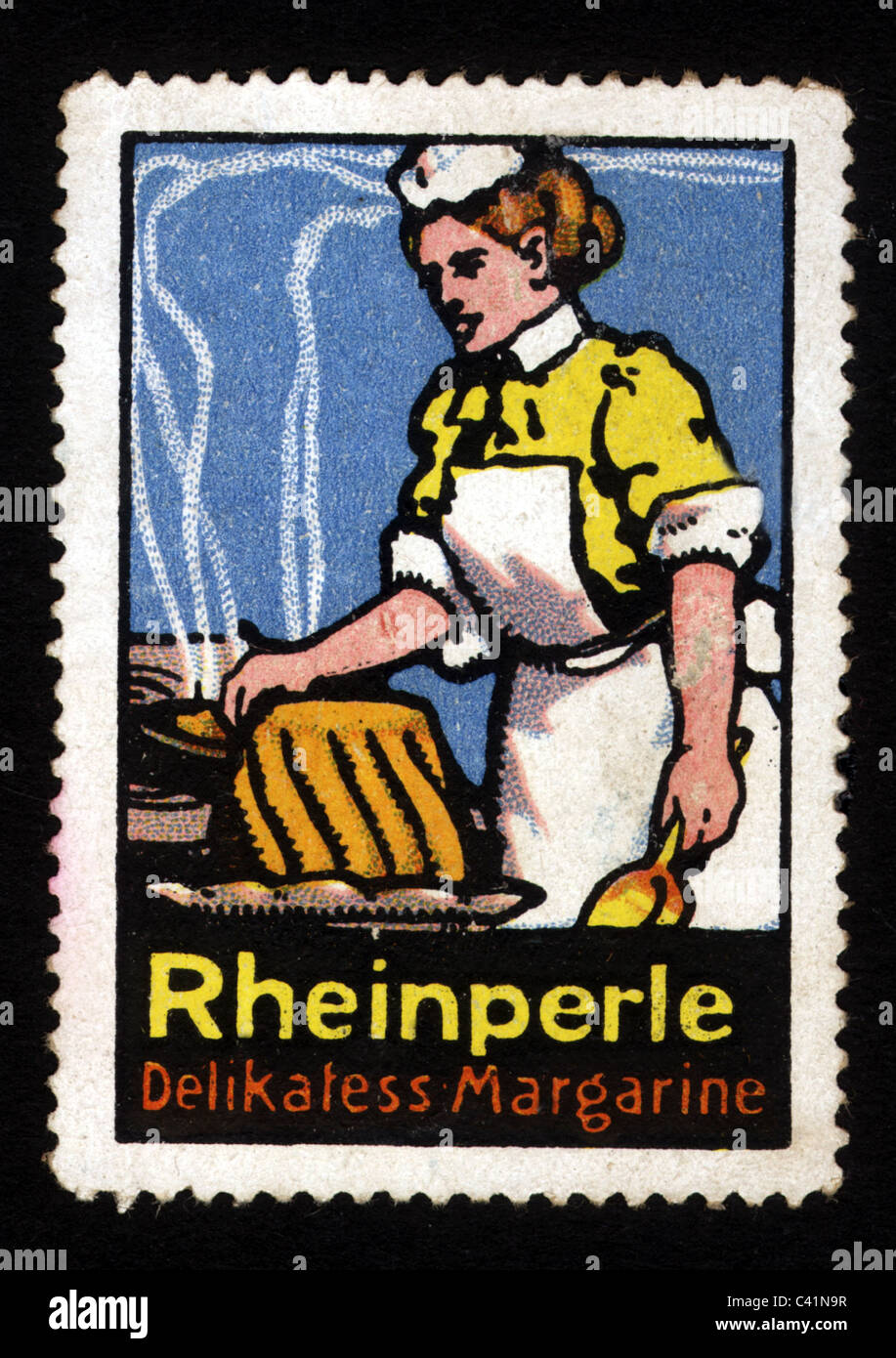 advertising, food, Rheinperle, margarine, poster stamp, circa 1910, Additional-Rights-Clearences-Not Available Stock Photo