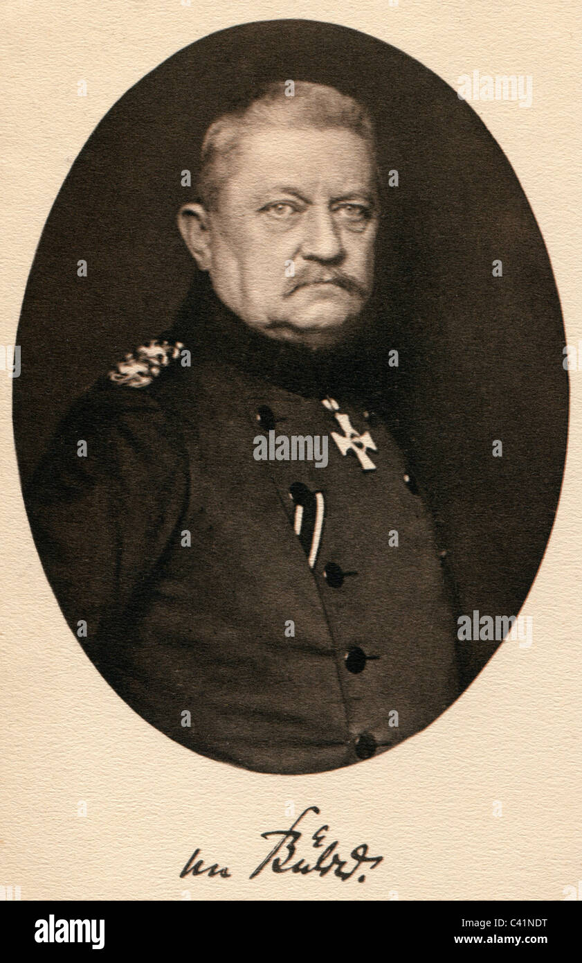 Buelow, Karl von, 24.3.1846 - 31.8.1921, German general, commanding general of 2nd Army August 1914 - March 1915, portrait, picture postcard, 1914, , Stock Photo