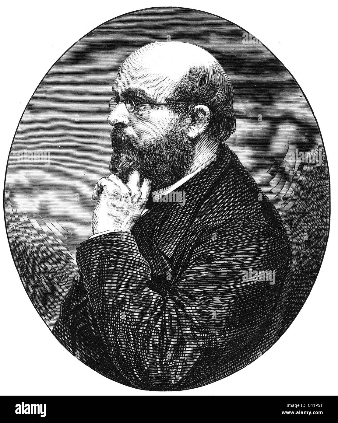 Burger, Ludwig, 19.9.1825 - 22.10.1884, German painter, portrait, wood engraving, published in 1876, Stock Photo
