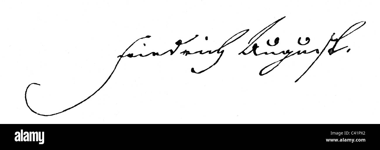 Frederick Augustus I,  23.12.1750 - 31.5.1827, King of Saxony 11.12. 1806 - 31.5.1827, signature, , Stock Photo