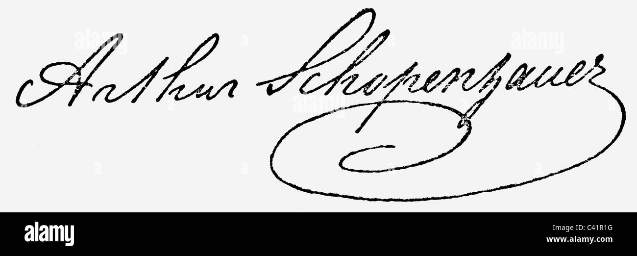 Schopenhauer, Arthur, 22.2.1788 - 21.9.1860, German philosopher, his signature, from a letter to Friedrich Arnold Brockhaus, Dresden, 28.3.1818, Stock Photo