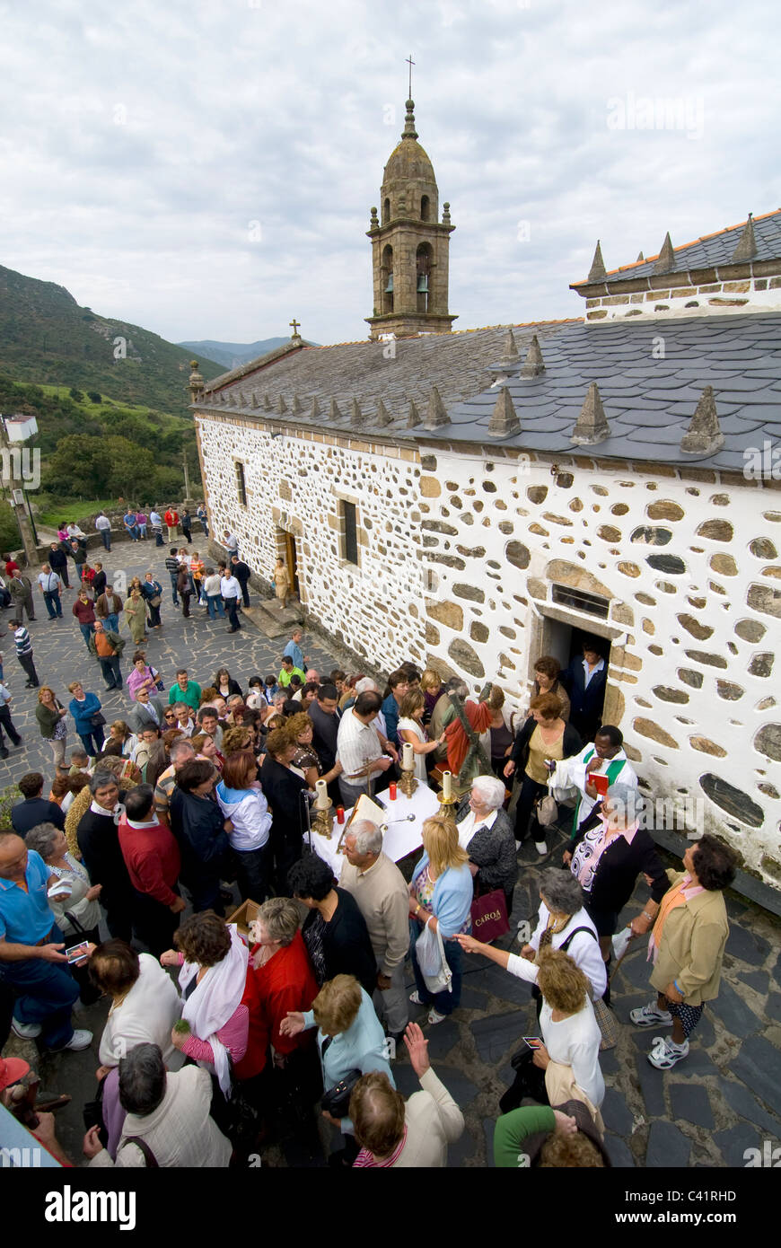 Church at San Andres de Teixido, Sanctuary of relics of St Andrew, North Western, Galicia, Spain Stock Photo