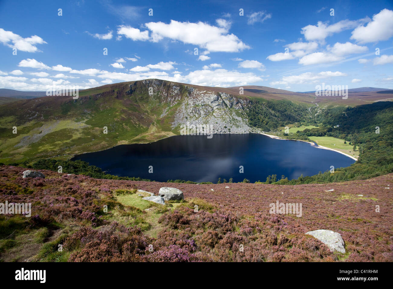 View over Lough Tay, Wicklow Mountains, County Wicklow, Ireland. Stock Photo