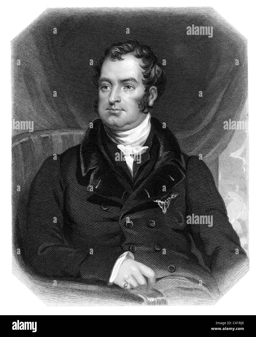 Spencer, John Charles, 30.5.1782 - 1.10.1845, 3rd Earl Spencer, British statesman, half length, steel engraving by J. Brown, after drawing by J. Stewart, 19th century, Artist's Copyright has not to be cleared Stock Photo