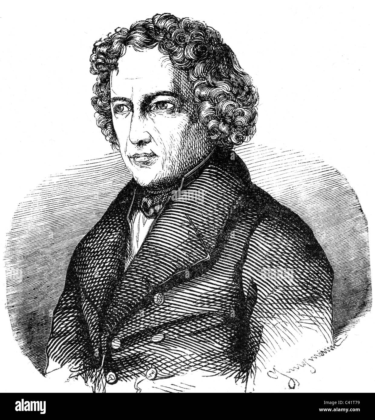 Grimm, Jakob, 4.1.1785 - 20.9.1863, German linguist, portrait, woodcut ...