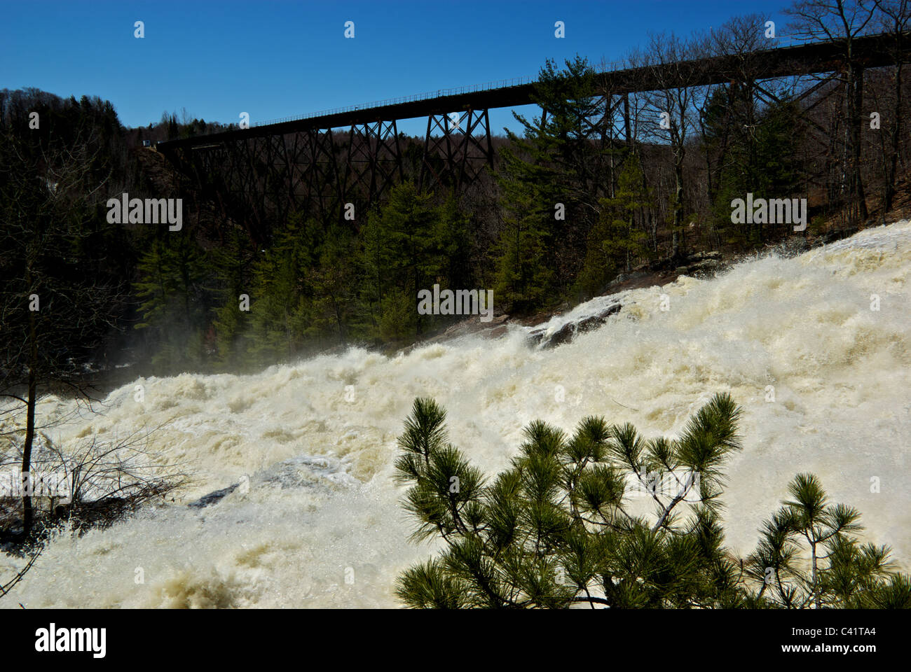 One of seven raging waterfalls on the Maskinongé river at Parc Des ...