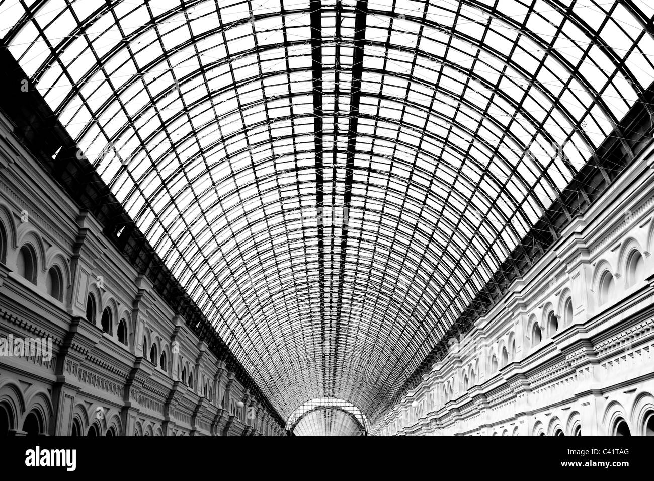 Roof interior at the Glavnyi Universalnyi Magazin (GUM) in Red Square Moscow Stock Photo