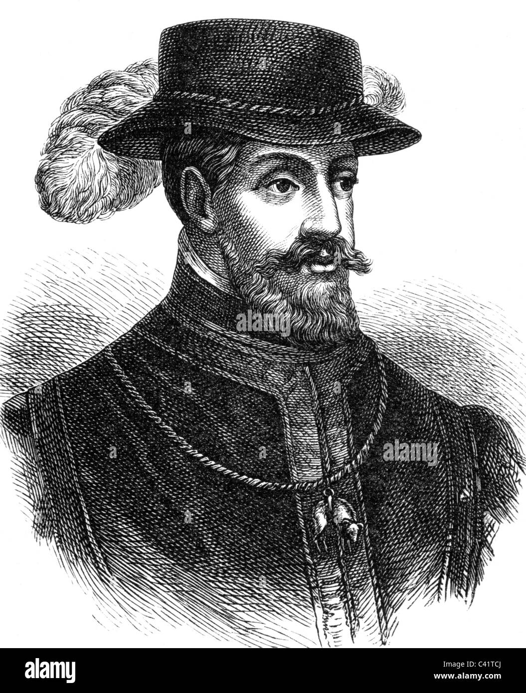 Philip II, 21.5.1527 - 13.9. 1598, King of Spain 16.1.1556 - 13.9.1598, portrait, wood engraving, 19th century,  , Stock Photo