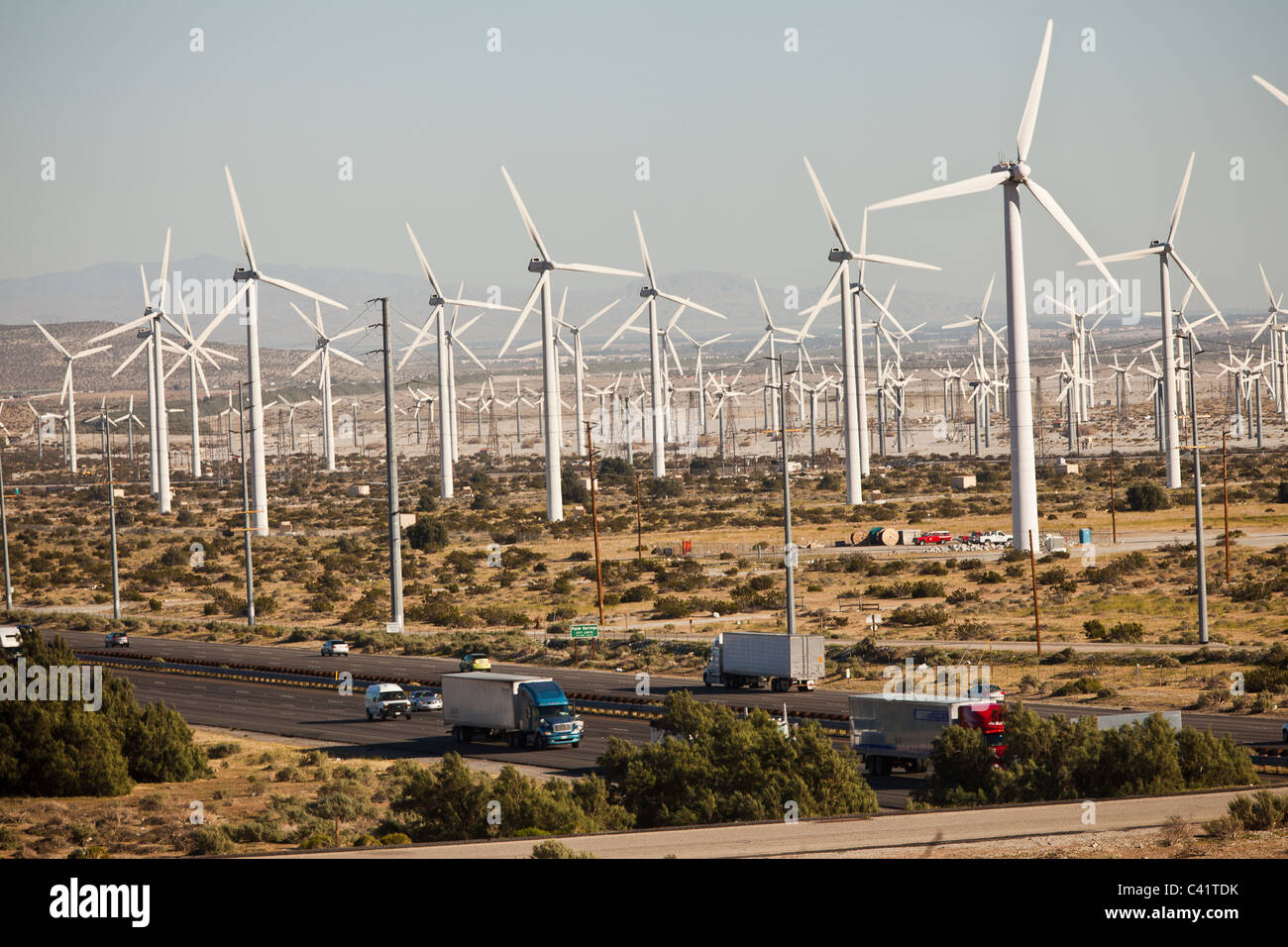 Wind turbines at the San Pass Wind Farm outside Palm Springs