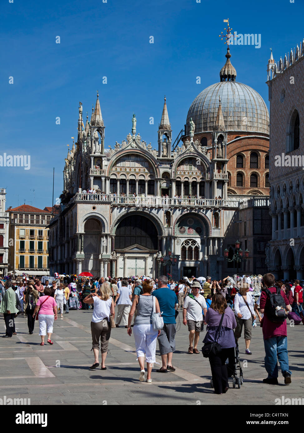 Tourists in St Mark's Square Italy Europe Stock Photo