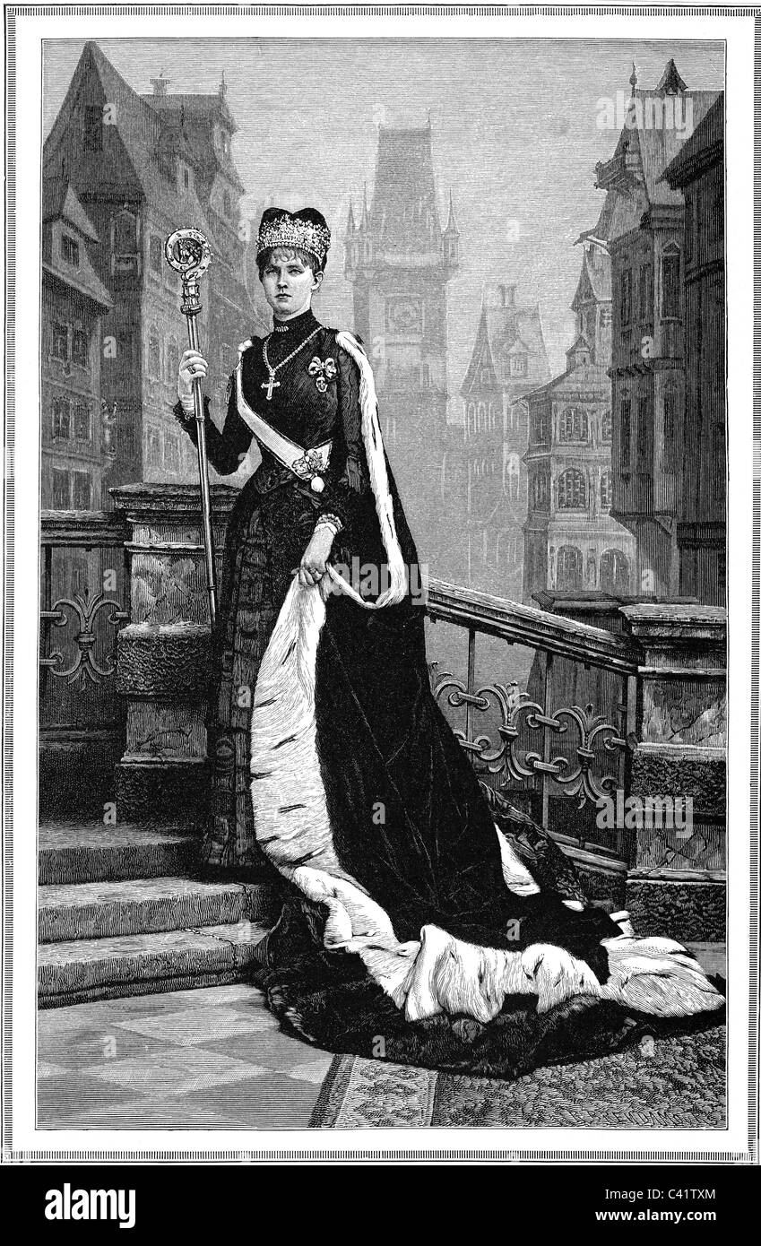Margarete Sophie, 13.5.1870 - 24.8.1902, Duchess of Wurttemberg 24.1.1893 - 24.8.1902, as abbess of the Theresian Lady's convent on Hradcany at Prague 1886 - 1893, full length, wood engraving, circa 1890, , Stock Photo