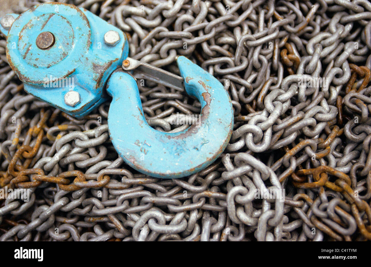 Chains and hook Stock Photo Alamy