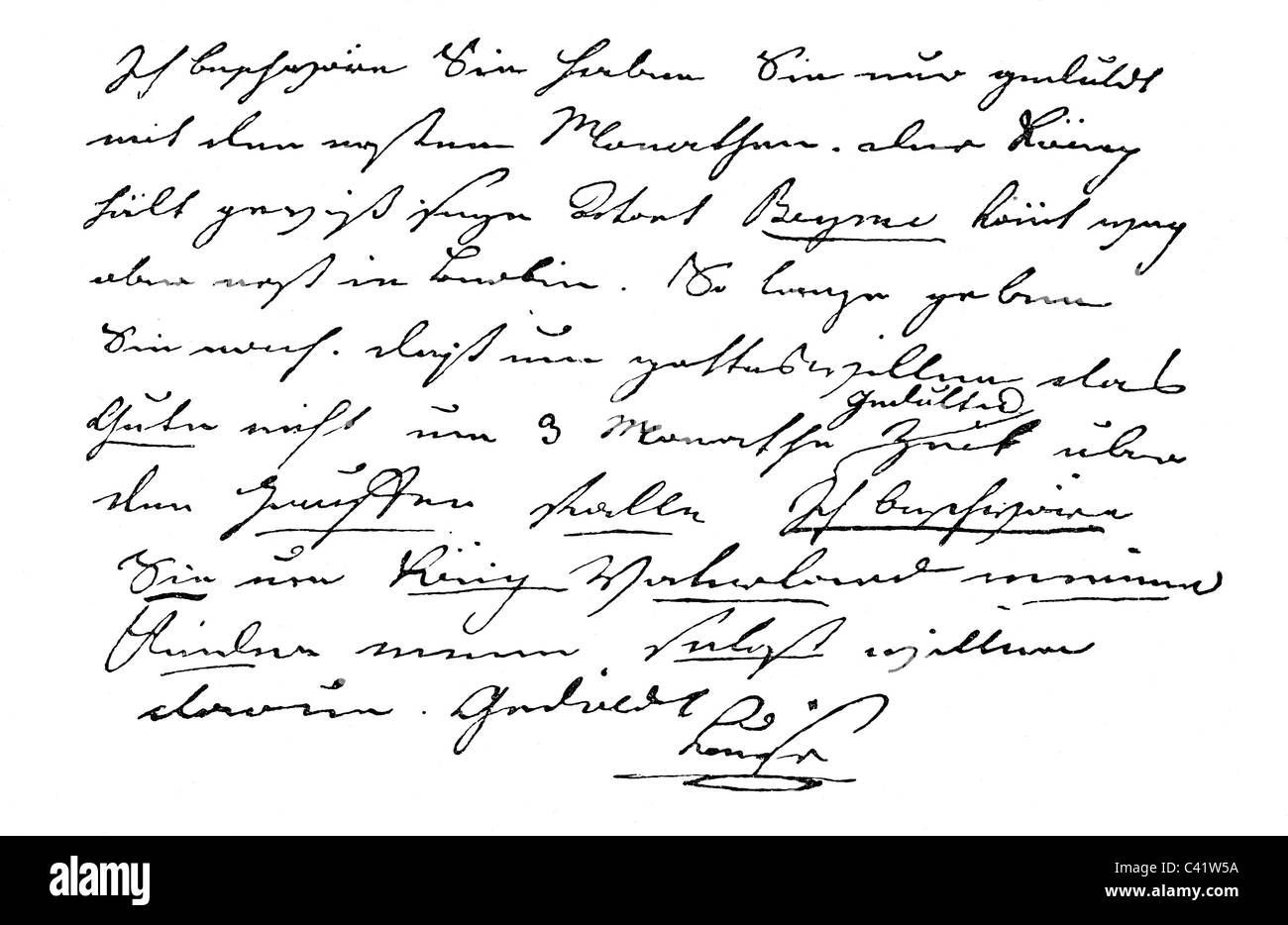 Louise, 10.3.1776 - 19.7.1810, Queen of Prussia 16.11.1797 - 19.7.1810, handwriting, letter to Minister of State Heinrich vom Stein, Autumn 1807, , Stock Photo