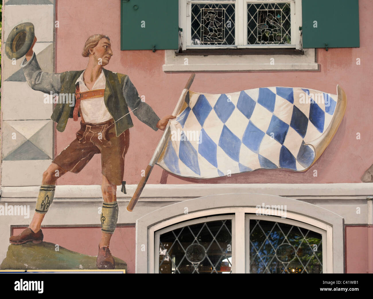 painting at house facade in city Garmisch, Bavaria, Germany Stock Photo
