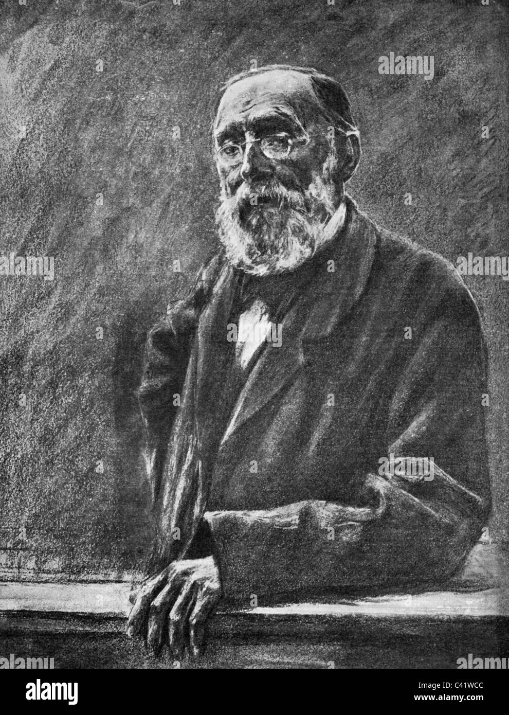 Virchow, Rudolf, 13.10.1821 - 5.9.1902, German physician and politician, half length, drawing by Max Liebermann, 'Die Jugend', 1902,  , Stock Photo