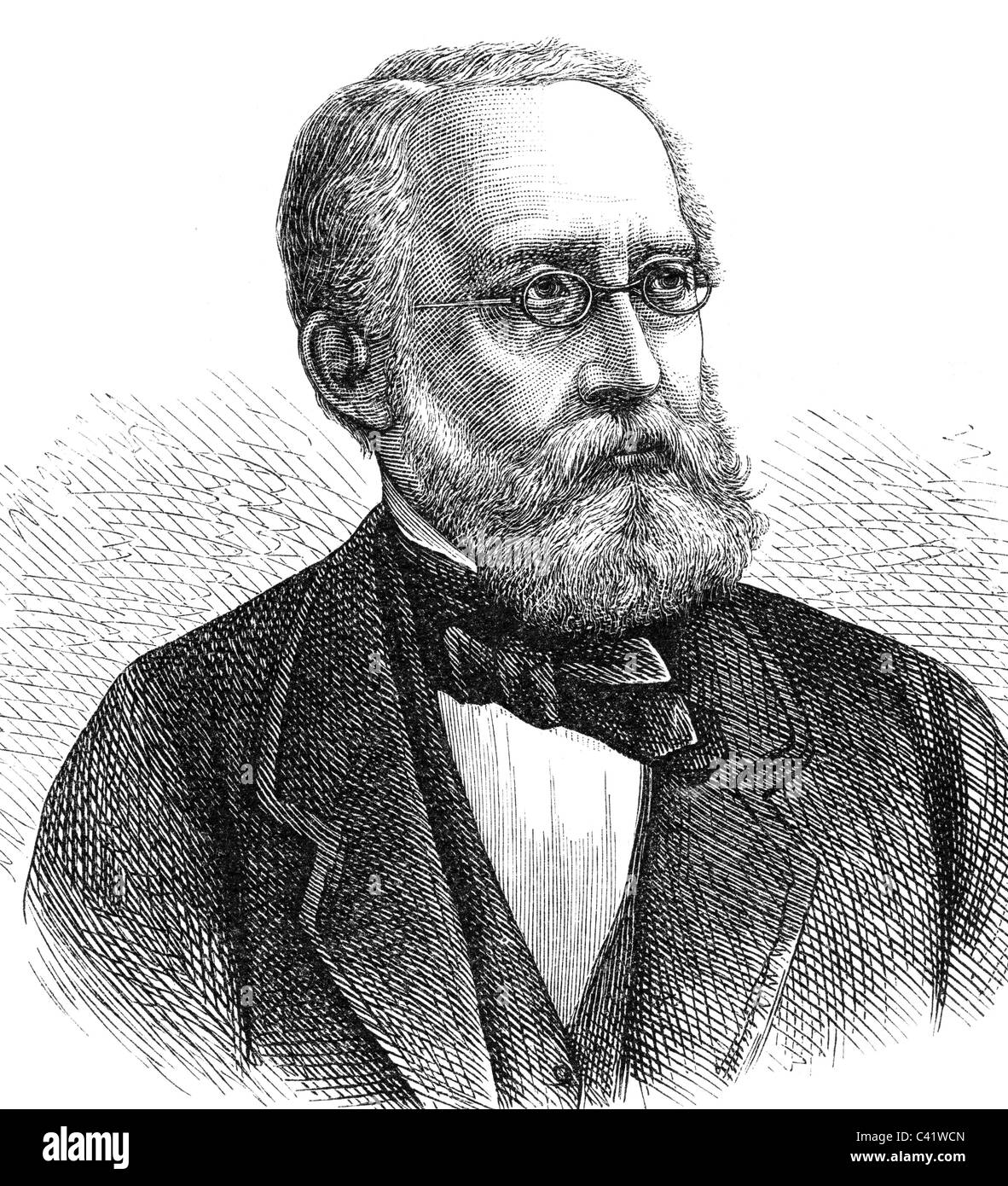 Virchow, Rudolf, 13.10.1821 - 5.9.1902, German physician and politician, portrait, wood engraving, 19th century, Stock Photo