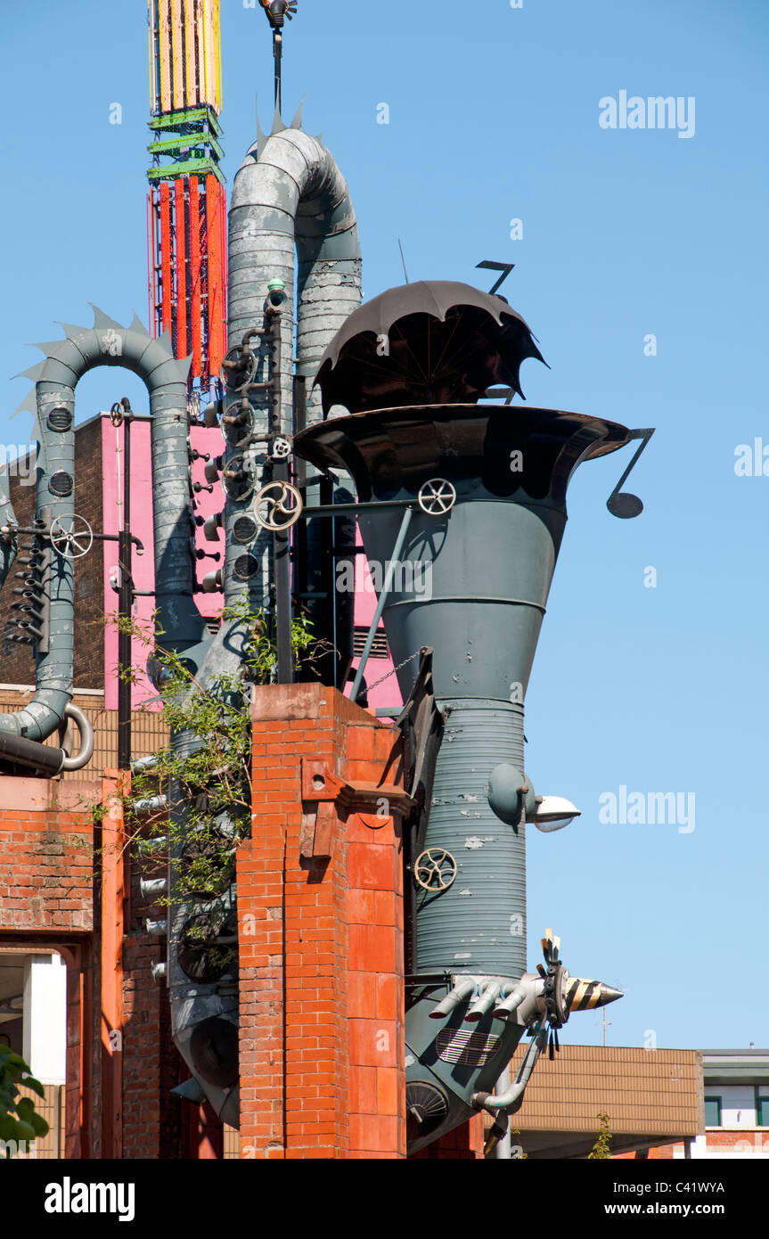 The Big Horn or Tib Street Horn.  A sculpture by David Kemp.  Northern Quarter, Manchester, England, UK Stock Photo