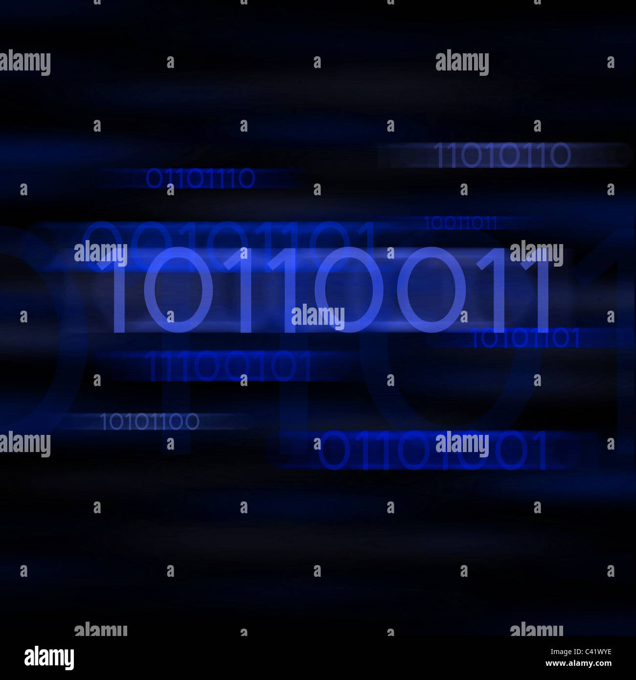 Blue blurred binary computer code Stock Photo - Alamy