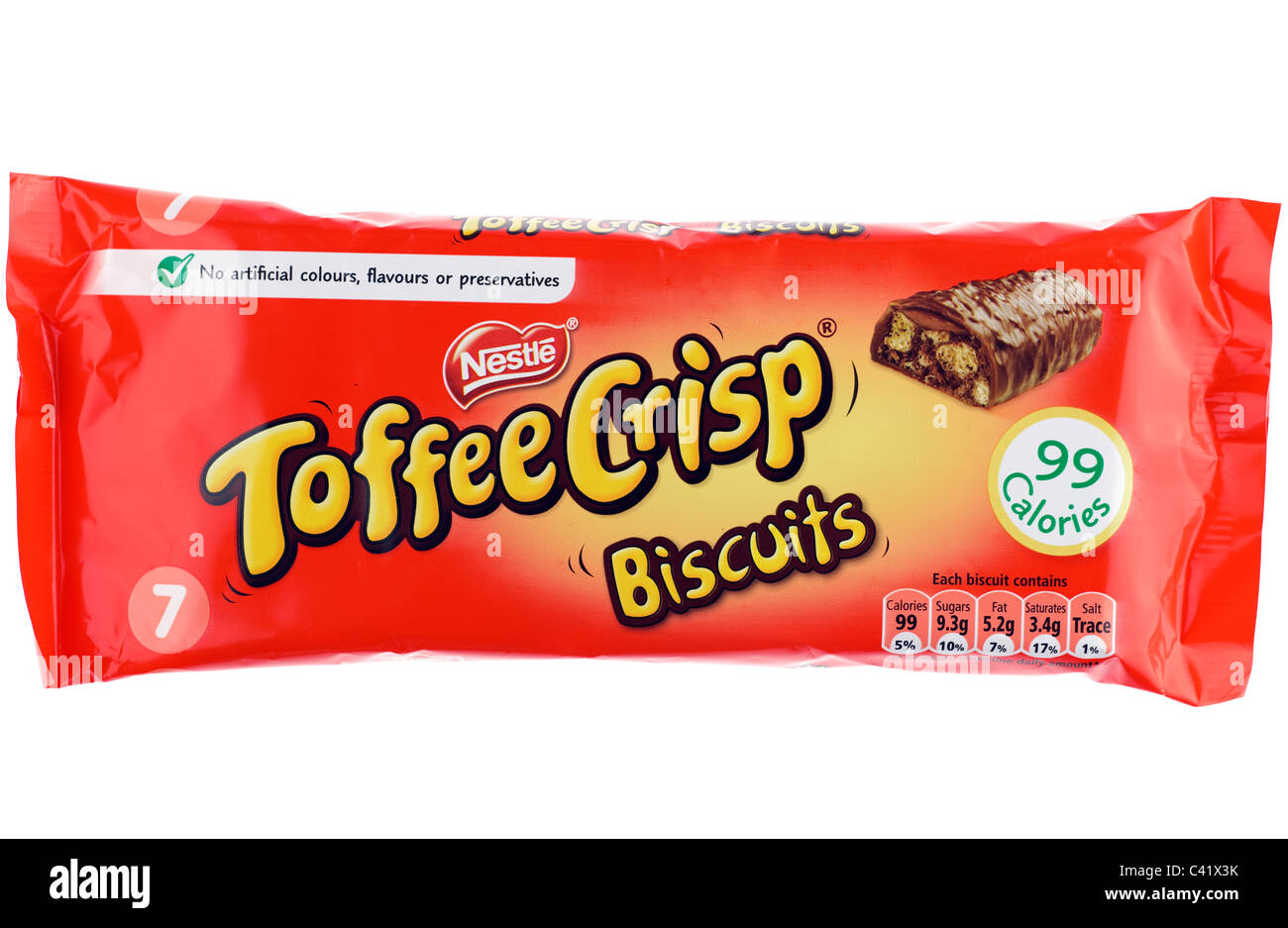 Packet of seven Nestle Toffee Crisp biscuits Stock Photo