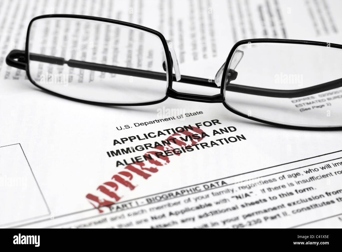 Application for immigrant visa Stock Photo Alamy