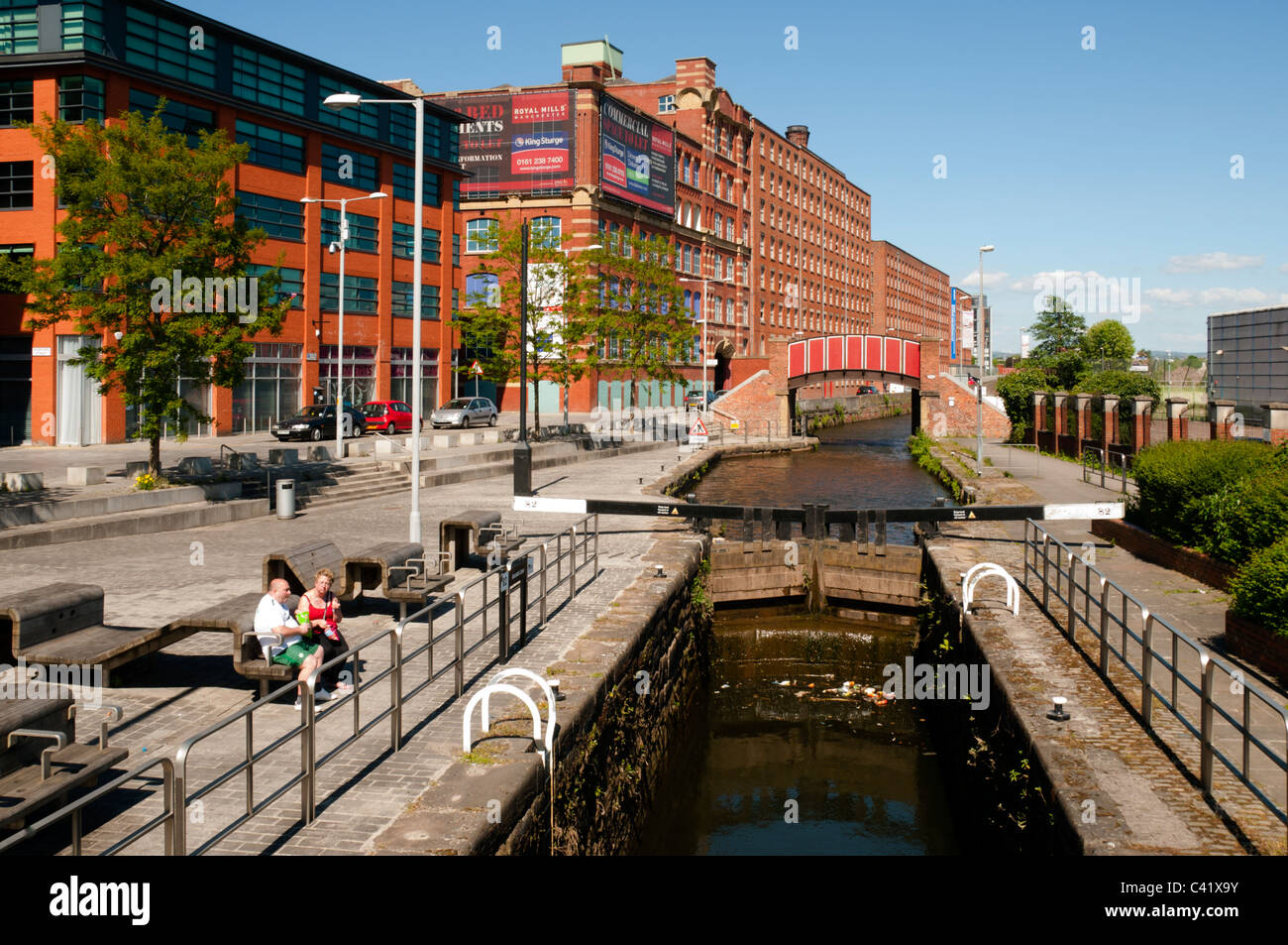Landscaping by the Rochdale Canal lock 82 at Redhill Street, Ancoats