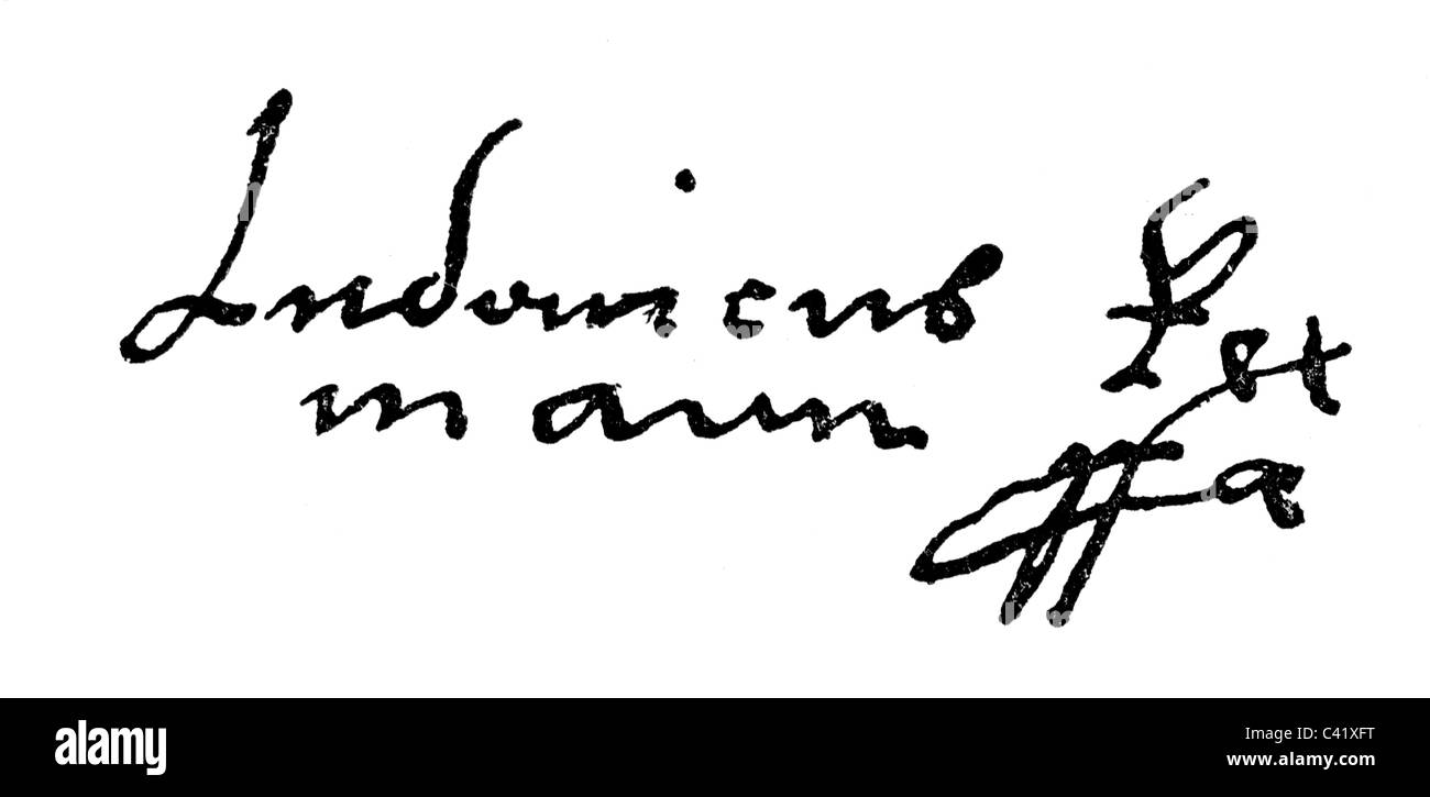 Louis II, 1.7.1506 - 29.8.1526, King of Hungary and Bohemia 13.3.1516 - 29.8.1526, signature, , Stock Photo